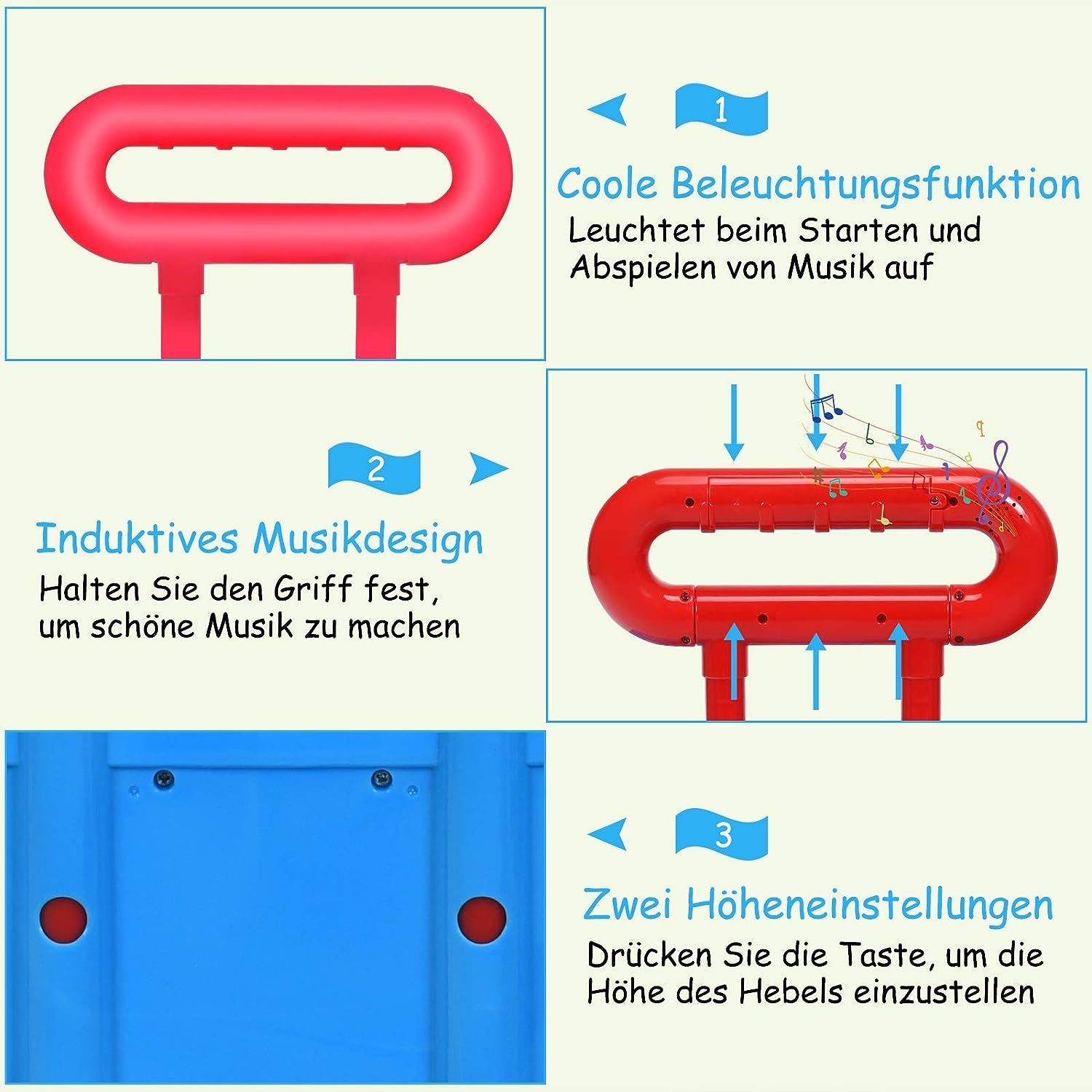 KOMFOTTEU Spielzeug-Arztkoffer höhenverstellbar, mit Licht & Musik