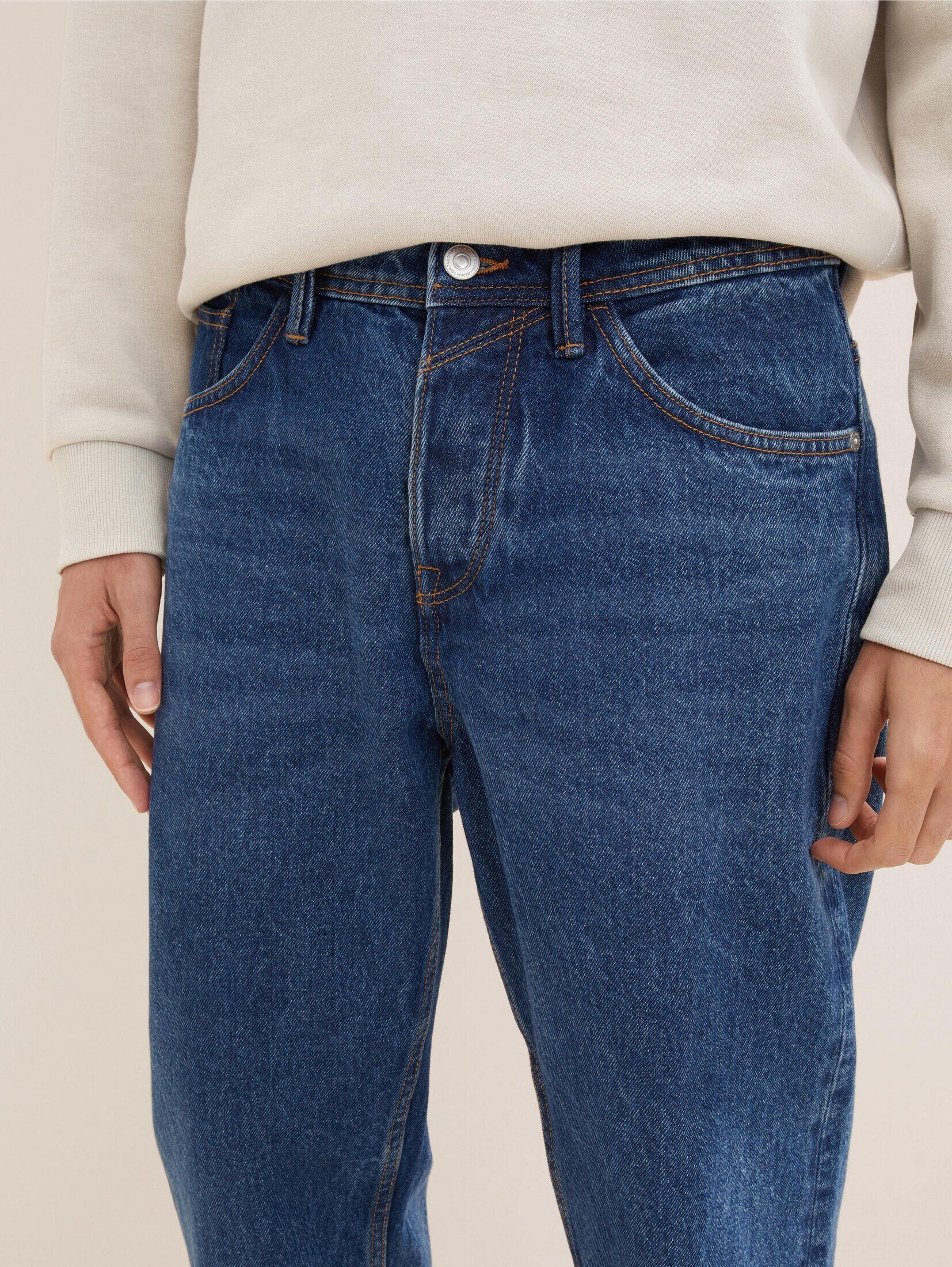 TOM Denim Blue Fit Mid TAILOR Straight-Jeans Used Jeans Denim Stone Loose