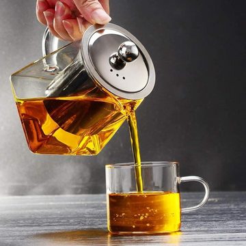 Lubgitsr Teeglas Teekanne Glas mit Siebeinsatz Glaskanne 750ml mi Edelstahl Teesieb