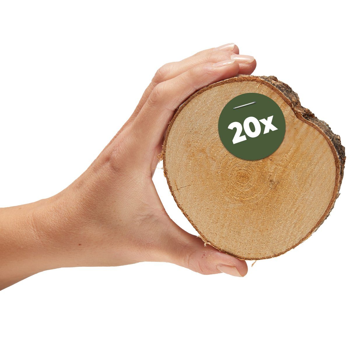 matches21 HOME & HOBBY Bastelnaturmaterial Kleine 8 cm Baumscheiben 20er Pack zum Holz-Deko Basteln, (20-tlg), runde Holzscheiben aus massivem EU Birkenholz