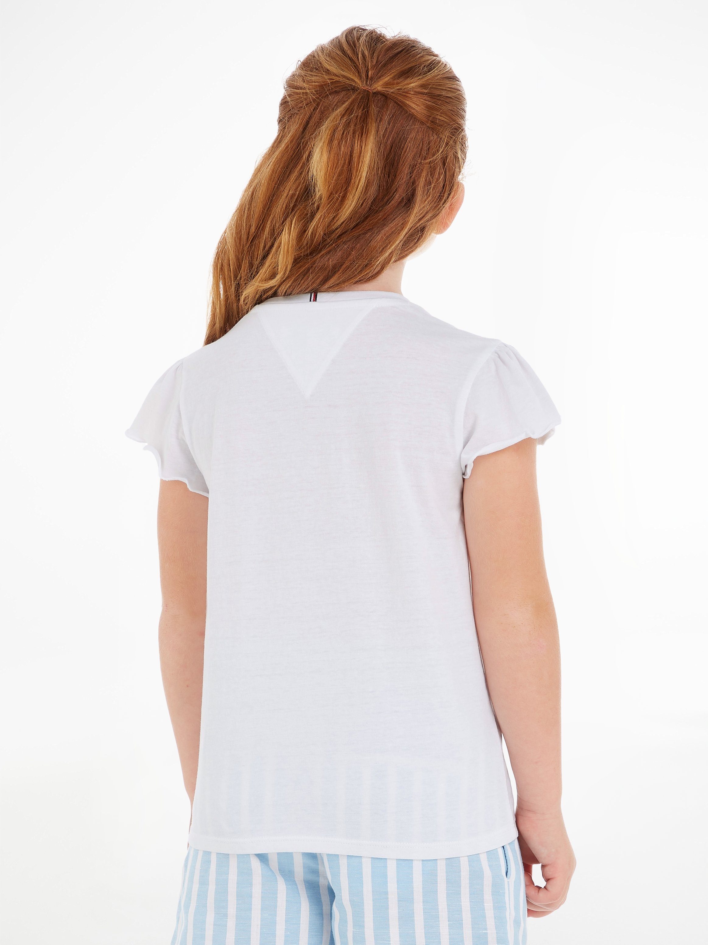 Tommy Hilfiger T-Shirt ESSENTIAL RUFFLE SLEEVE TOP mit gewelltem Ärmelabschluss