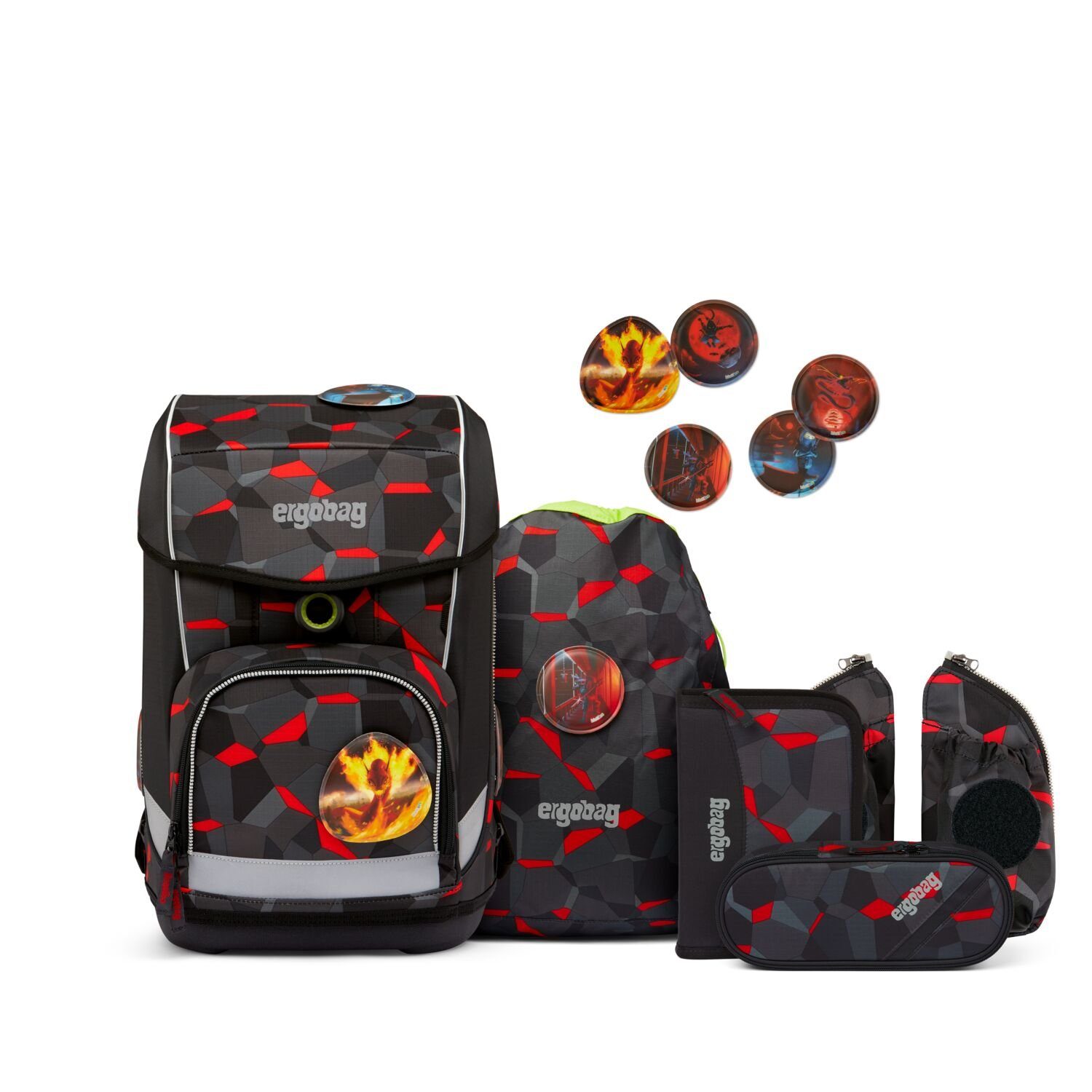 ergobag Schulranzen Schulranzen-Set Cubo Light TaekBärdo 6-teilig (6-teilig), ergonomisch, reflektiert, superleicht