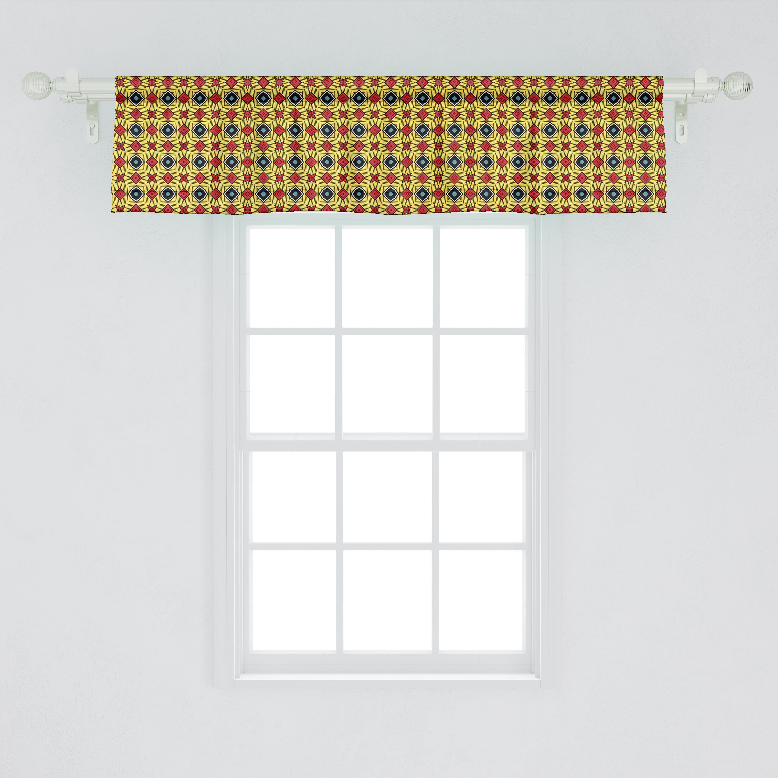 Volant Schlafzimmer für Retro Formen Abakuhaus, Folge Küche Scheibengardine Microfaser, gewonnen Abstrakt mit Vorhang Dekor Stangentasche,