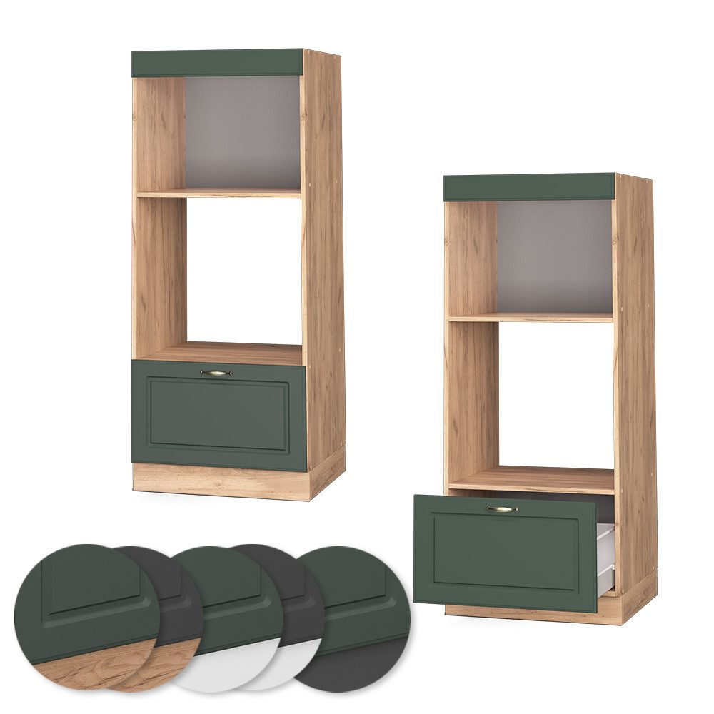 Vicco Mikrowellenumbauschrank Fame-Line, Grün-Gold Landhaus/Goldkraft Eiche, 60 cm offen (1-St) – Bild 5 von 5