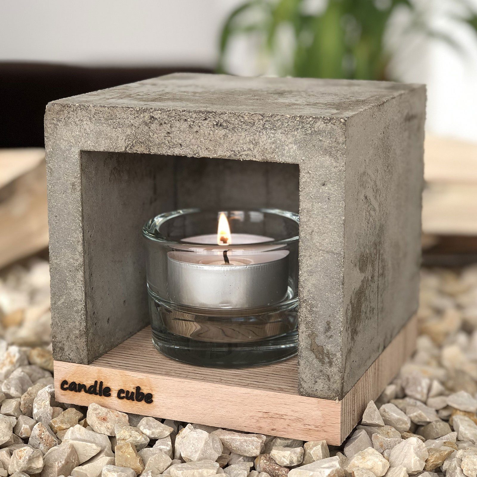 cube© mit candle Kerzenhalter (Set) Beton Kamin Tisch gr. Teelicht Teelicht ECI Tools