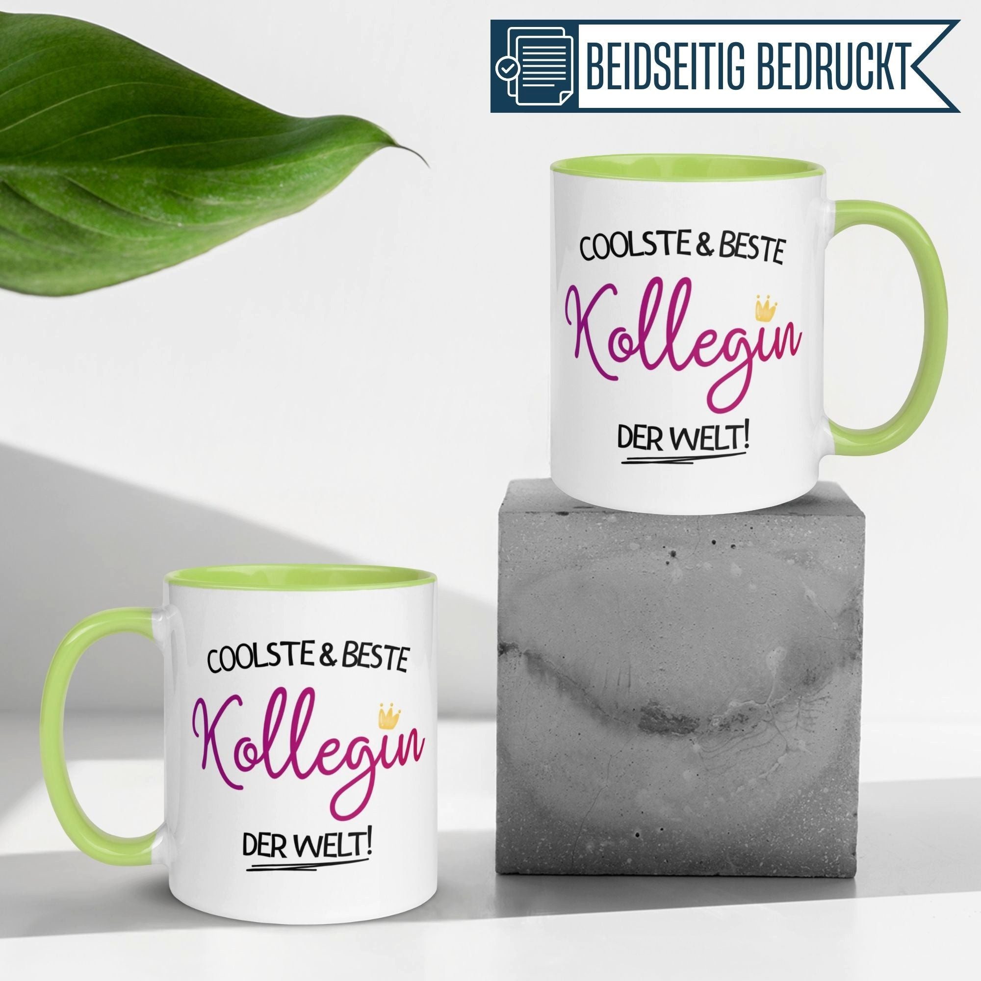 Momentals Tasse Coolste & Beste Kollegin der Welt – Geschenk Abschied Arbeitskollegin, Gratis Versand · Links-&Rechtshänder · Spülmaschinenfest