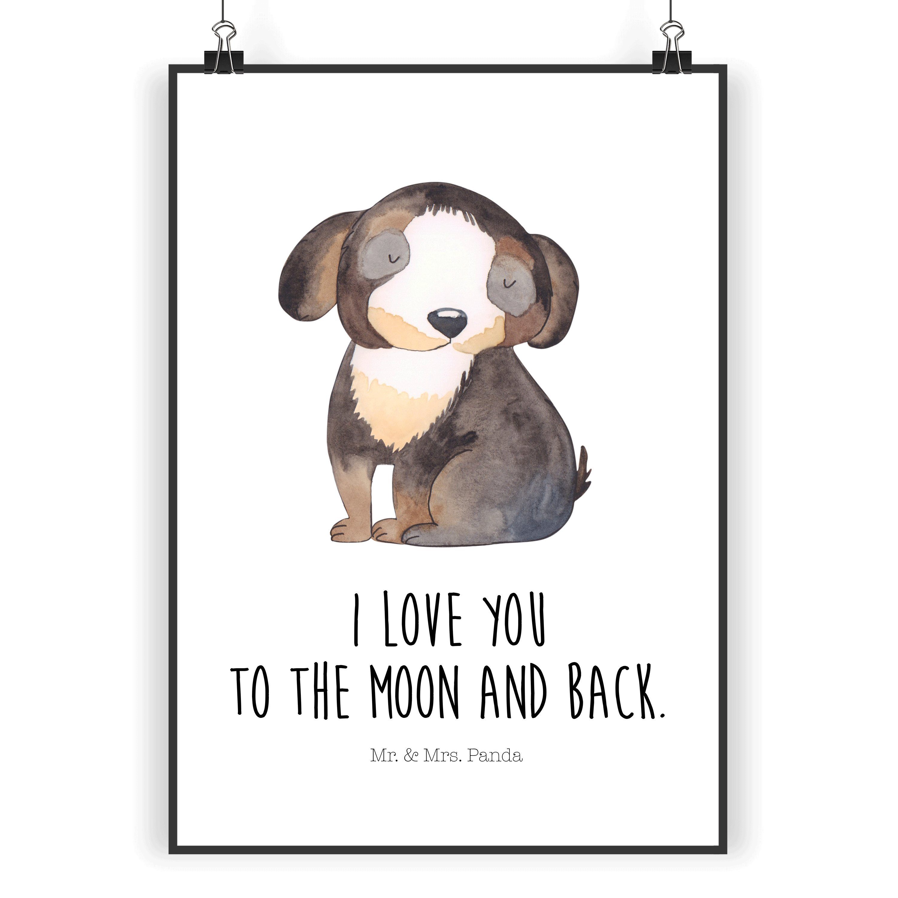 Poster DIN A5 Hund entspannt - Weiß - Geschenk, Wandposter, Hundemama, Hunde