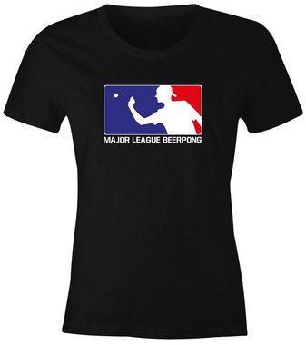 MoonWorks Print-Shirt Damen T-Shirt Major League Beerpong lustiges Trink Shirt Saufen Bier Party Moonworks® mit Print