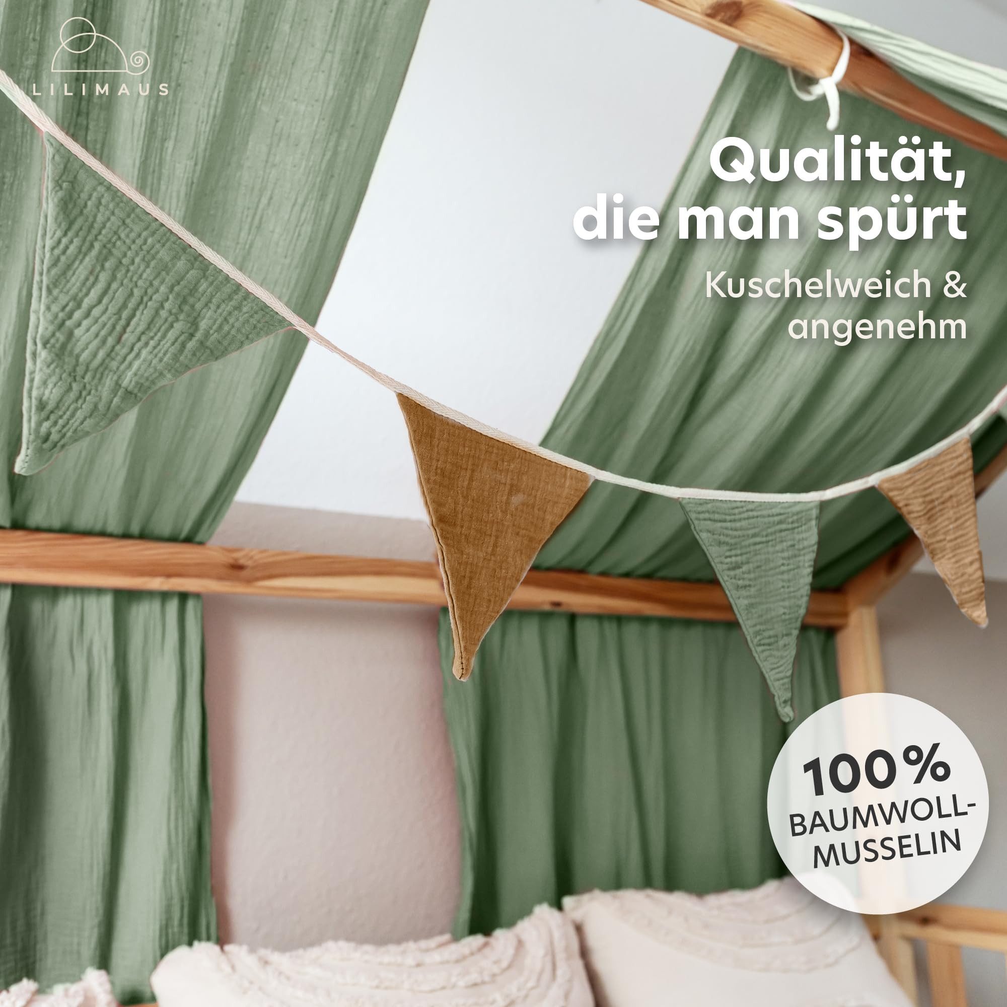 lilimaus Wimpelkette Sternenkette für Kinderzimmer - handgenähte Stoff-Girlande, handgefertigte Stoff-Girlande ca. 300 cm - Wimpel oder Sterne