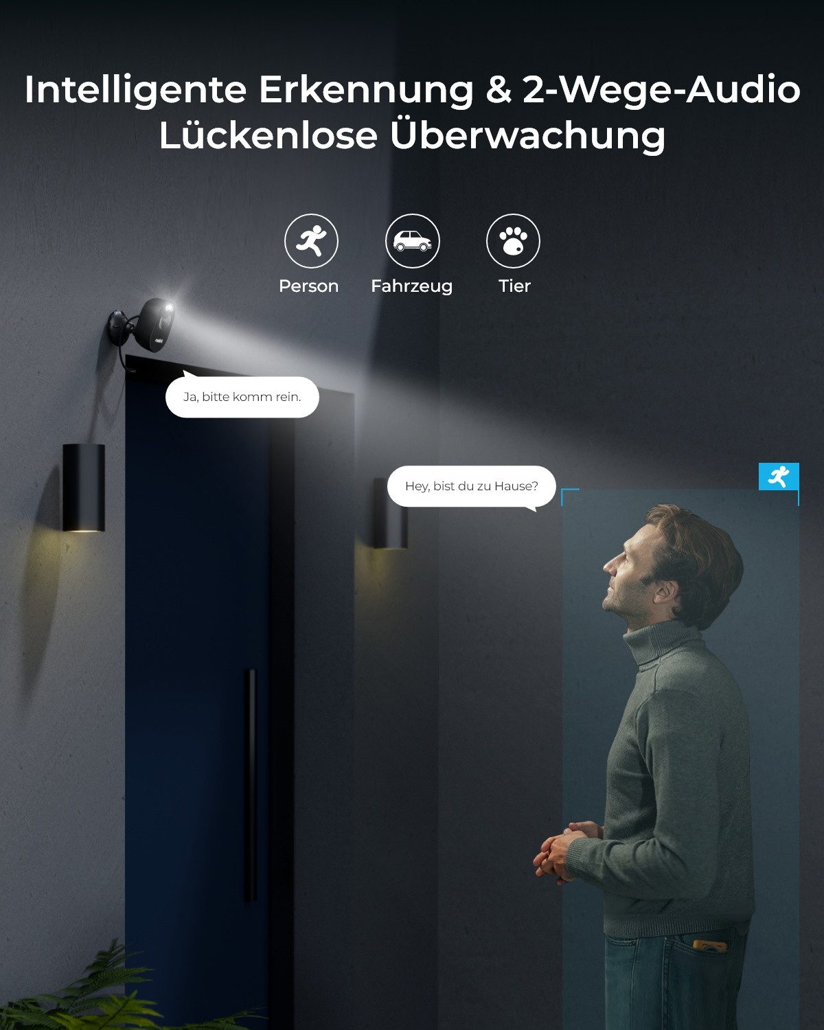 Reolink Überwachungskamera Lumus 2K WLAN IP (Außenbereich, Innenbereich, Farbige Nachtsicht,Sirene,2-Wege-Audio,4MP,Intelligente Erkennung,AI)
