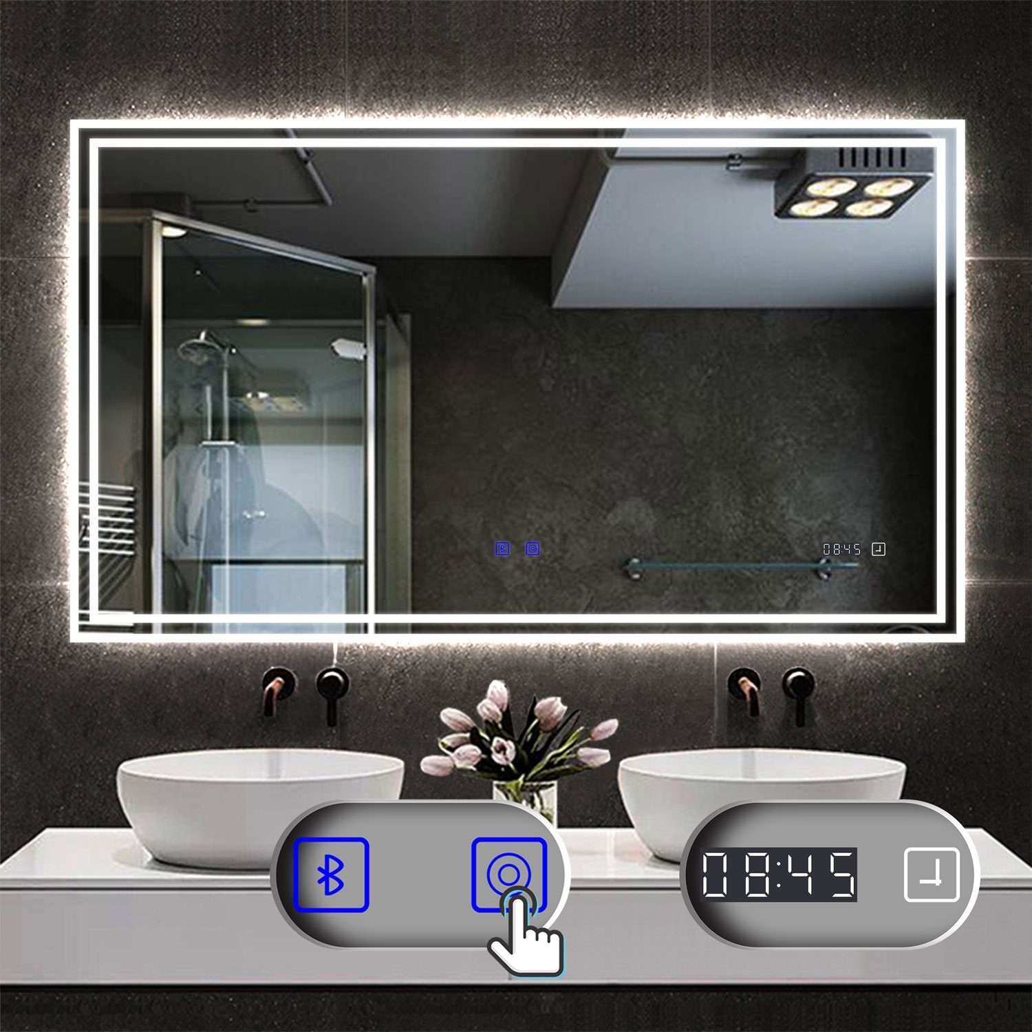 duschspa Badspiegel Wandspiegel Badezimmerspiegel mit LED günstig online kaufen