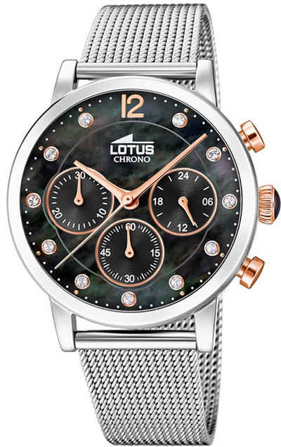 Lotus Quarzuhr LOTUS Damen Uhr Fashion 18676/4, Damenuhr rund, mittel (ca. 37mm) Edelstahlarmband silber