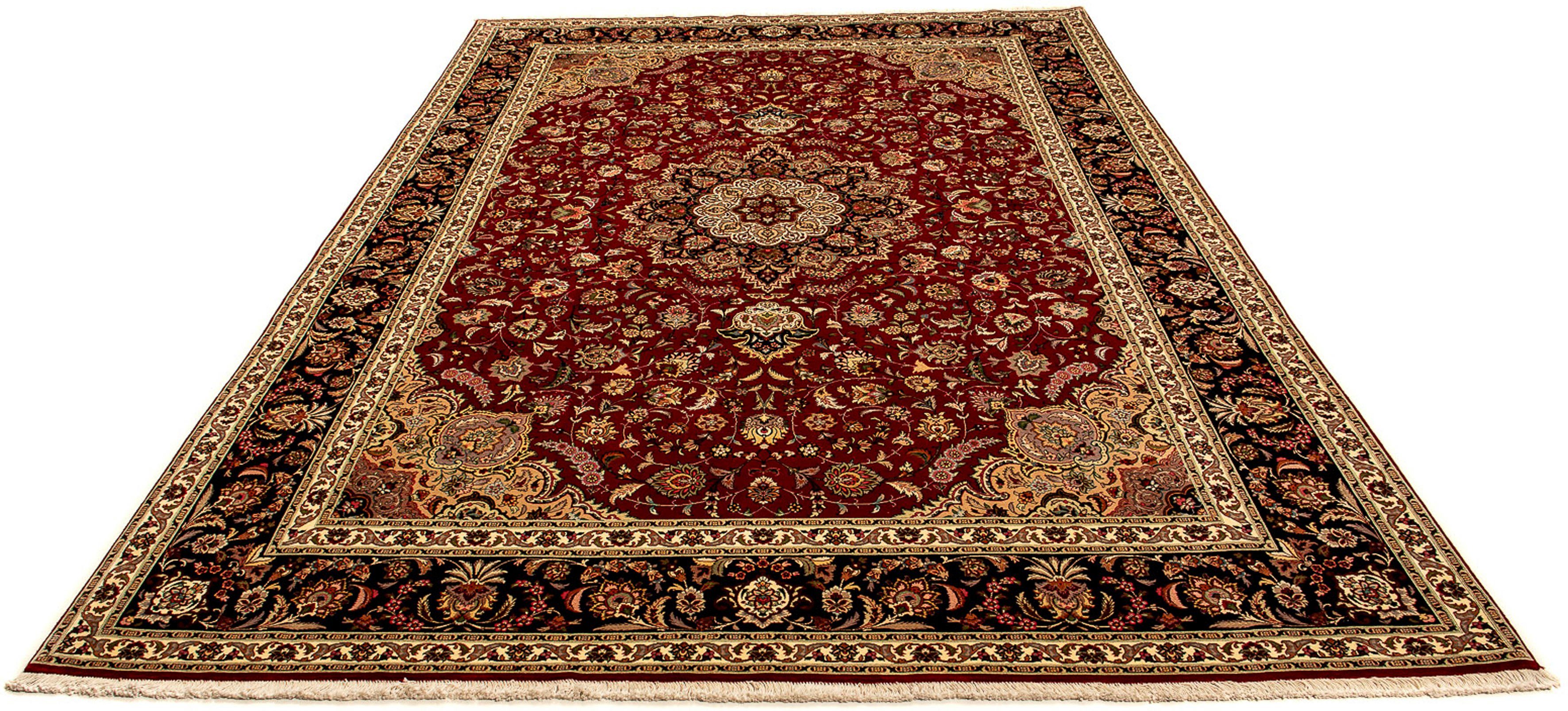 Orientteppich Perser - Täbriz - Royal - 367 x 253 cm - dunkelrot, morgenland, rechteckig, Höhe: 7 mm, Wohnzimmer, Handgeknüpft, Einzelstück mit Zertifikat
