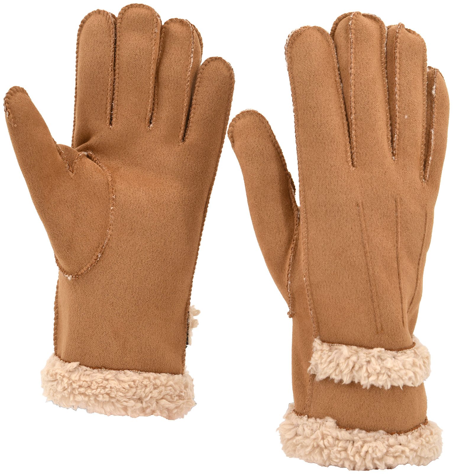 styleBREAKER Fleecehandschuhe Handschuhe Wildleder Optik mit Teddyfleece (1-St)