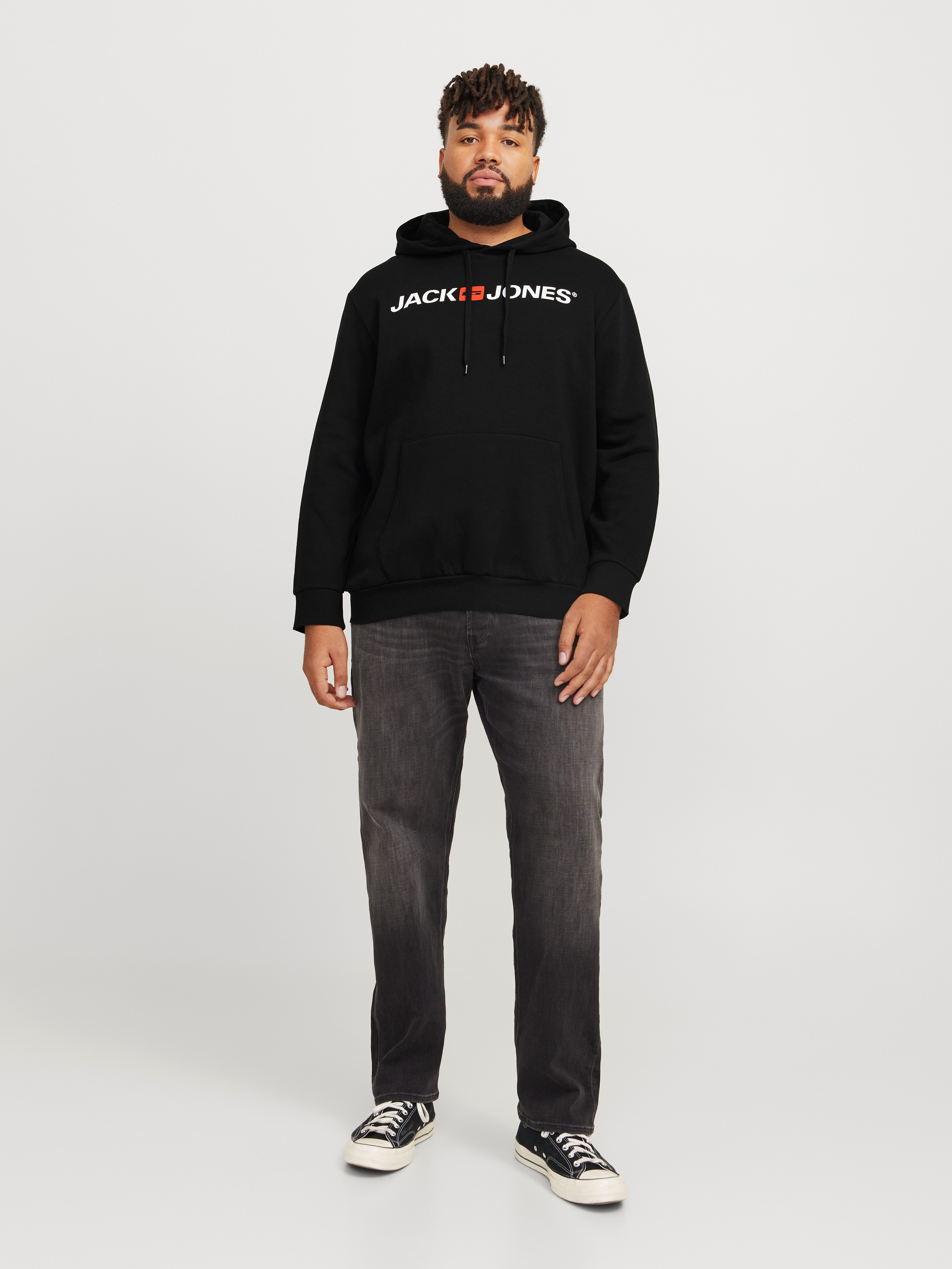 Jack & Jones PlusSize Kapuzensweatshirt JJECORP OLD LOGO SWEAT HOOD NOOS PLS mit Logo Print