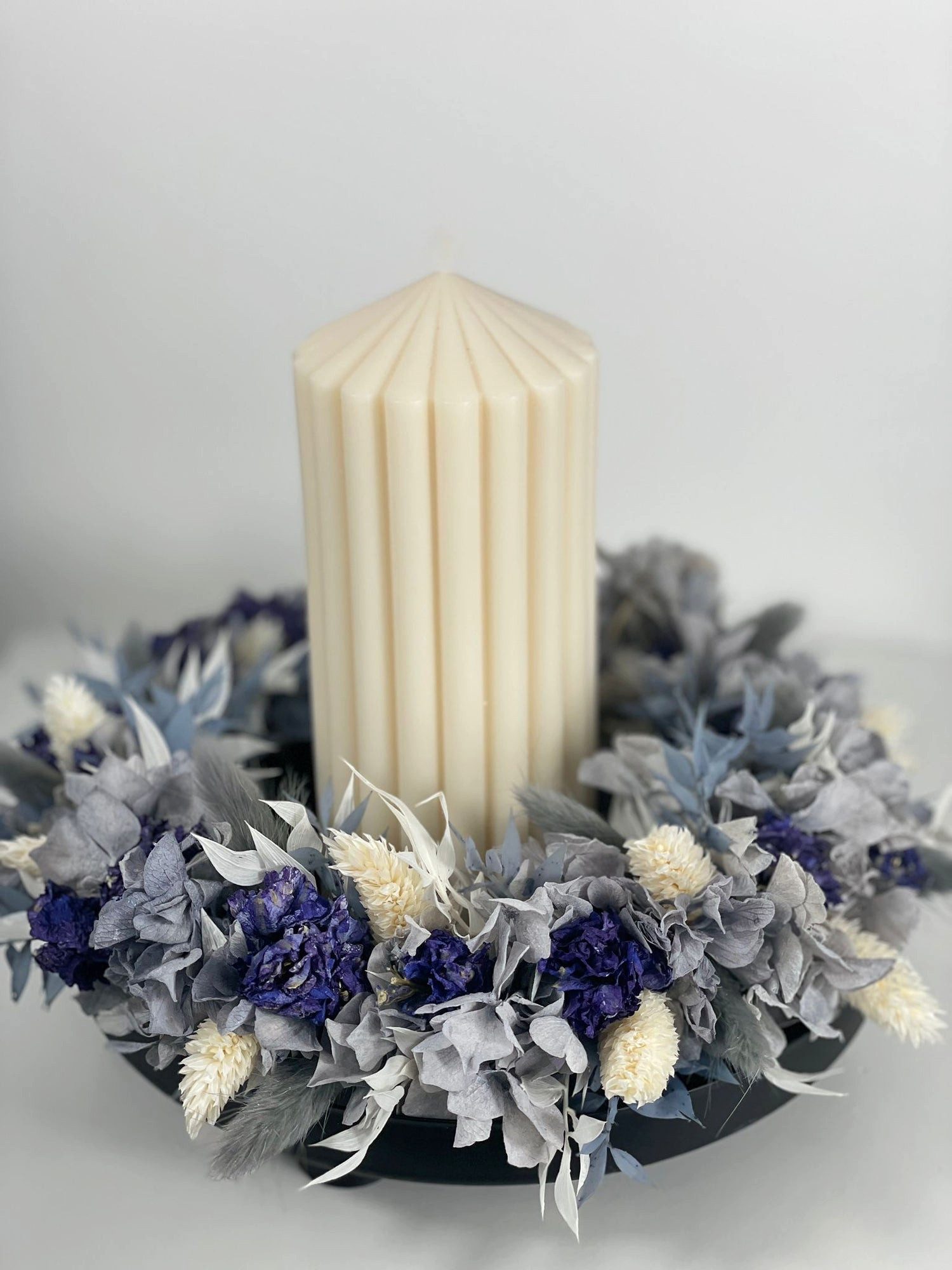 LYKKE & You Adventskranz Blue Sky: Trockenblumenkranz in blau und weiß