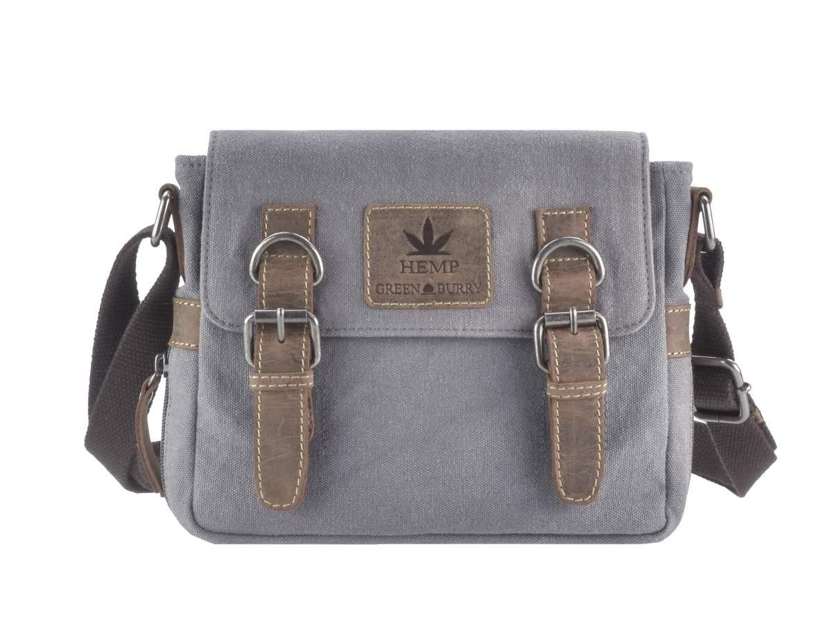 Greenburry Umhängetasche Vintage Hemp, Schultertasche, Hanf und Leder