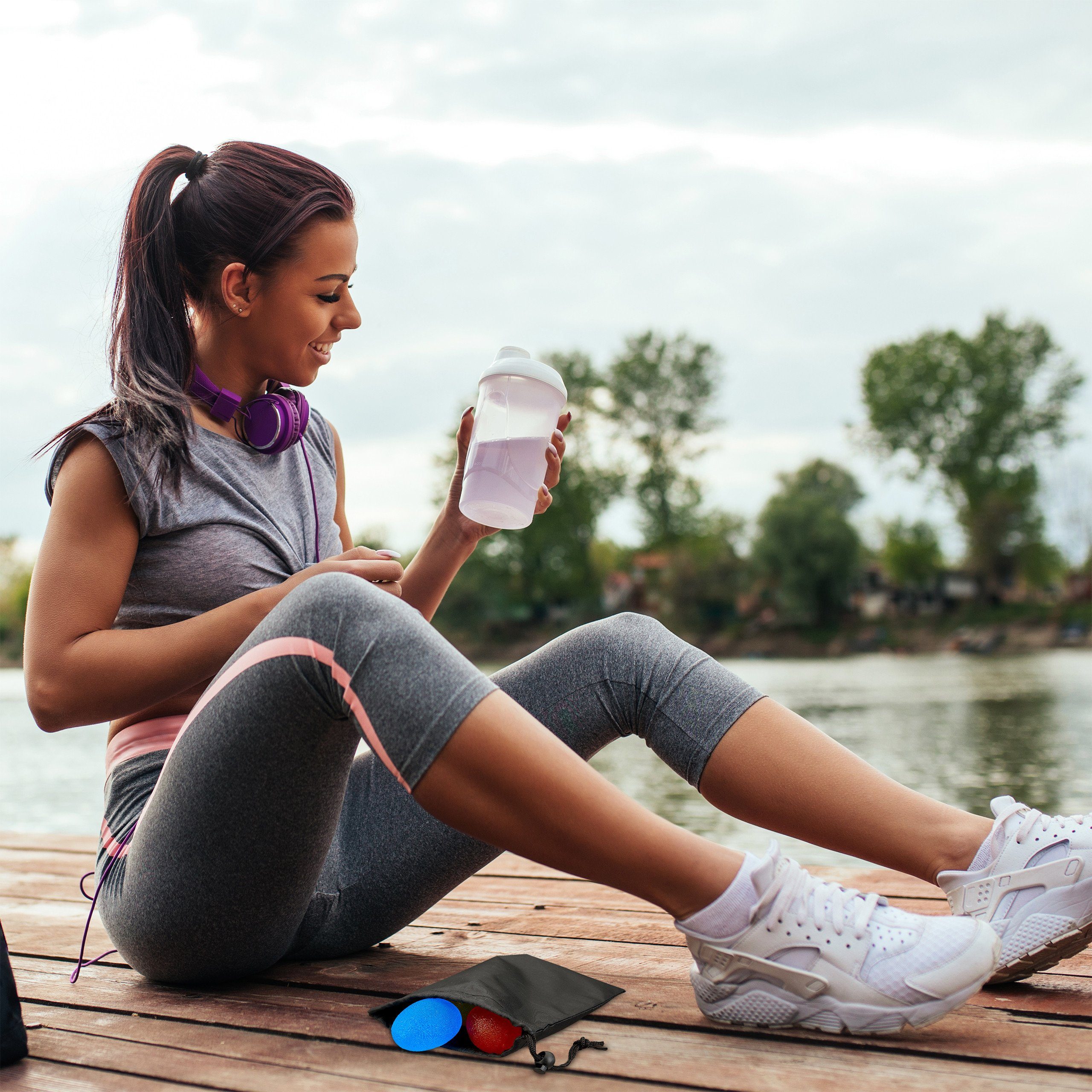 relaxdays Griffbälle 3er Handmuskeltrainer Eiförmige Set