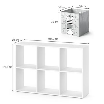 Vicco Raumteiler Würfelregal Standregal KARREE Weiß inkl. Faltboxen
