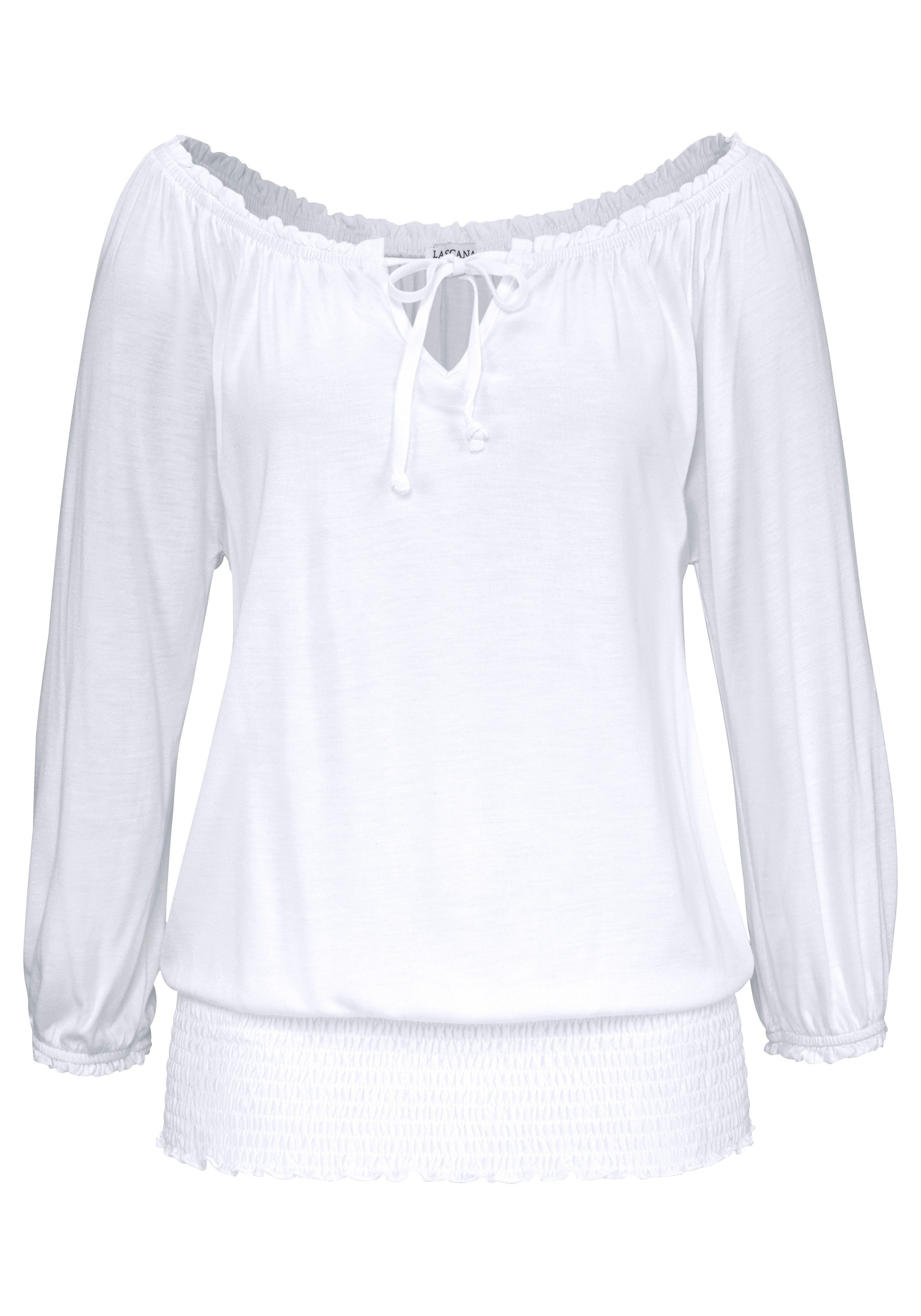 LASCANA Carmenshirt weiß