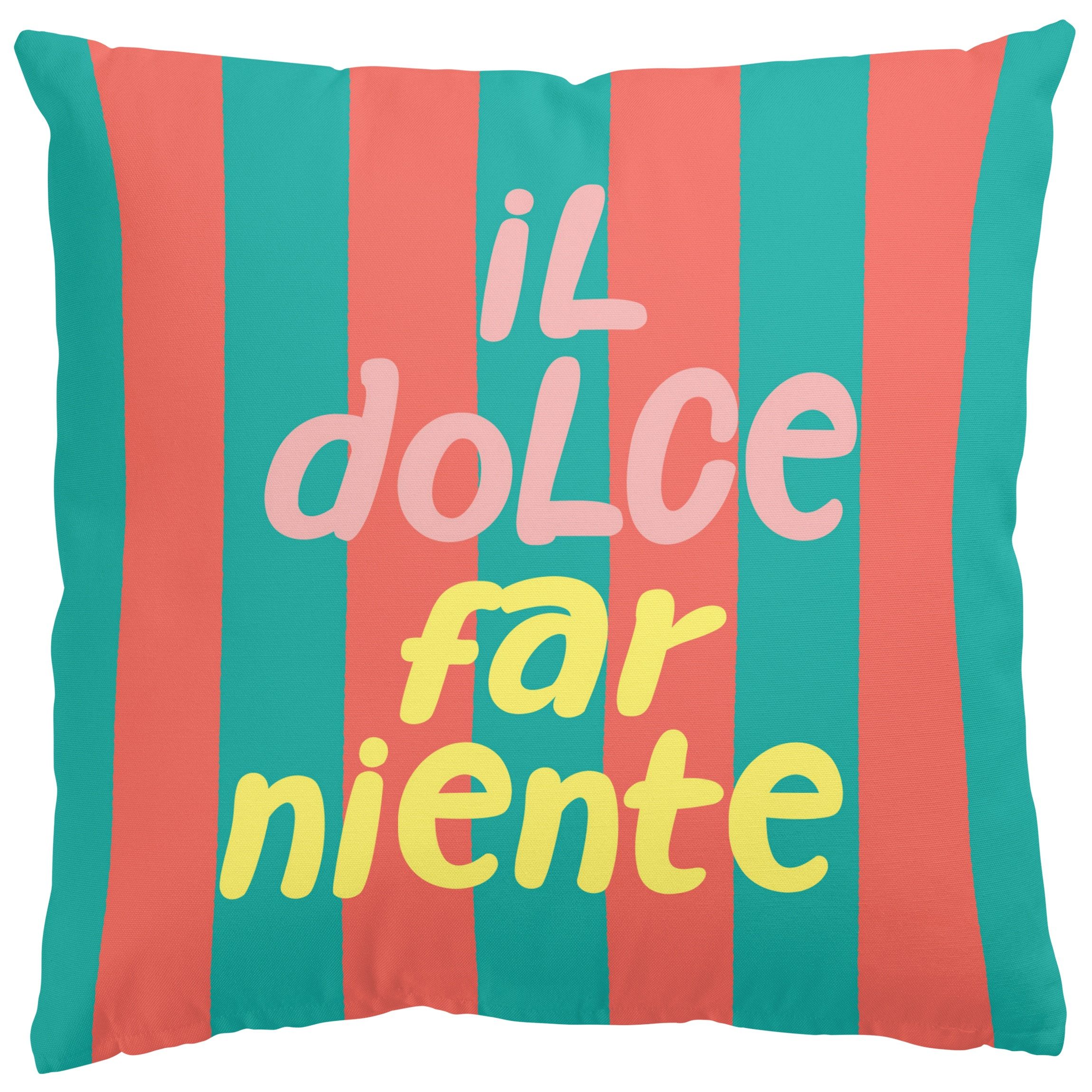 Bilderdepot24 Dekokissen draußen Kissenhülle/ Garten/ Outdoorkissen türkis Sprüche Pop Art, Bezug mit / ohne Füllung Zierkissen Outdoor Sofa Bett