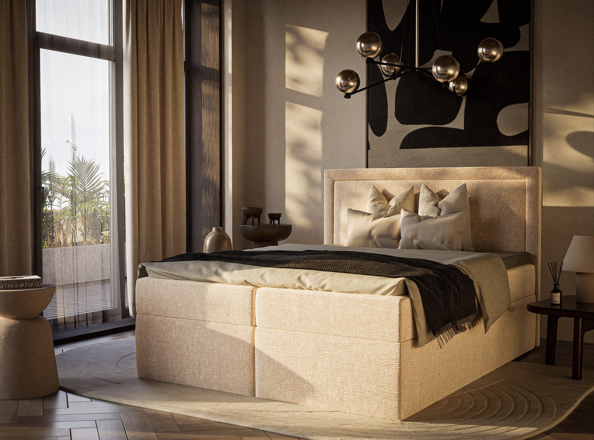 Maison de Rêve Boxbett Tribeca mit Bettkasten (Matratze, Stauraum, Kopfteil, Topper), Boxspringbett mit Taschenmatratze H3, mit Stauraum und Topper