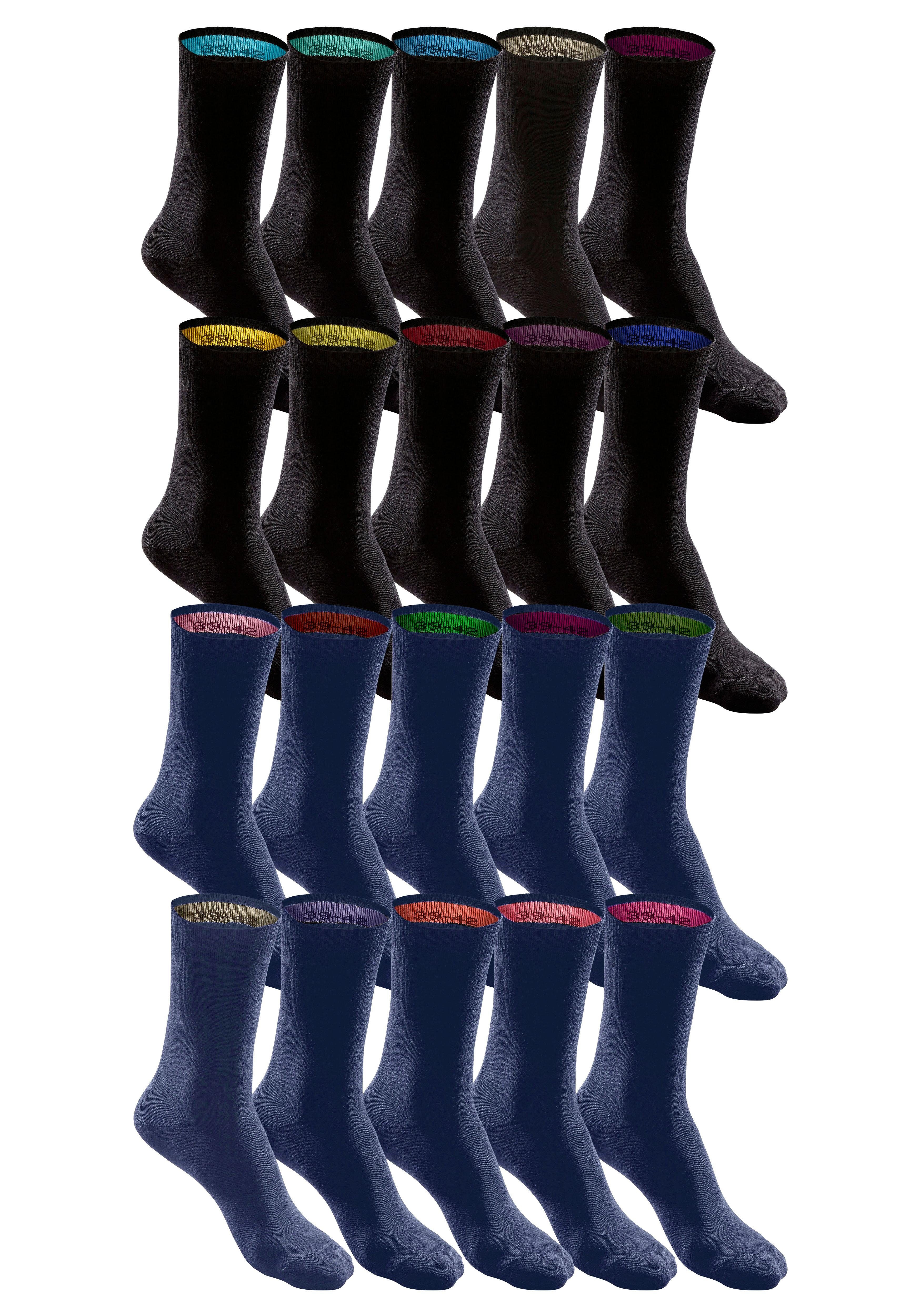 H.I.S Socken für Damen und Herren, perfekt zu sortieren mit farbigem Innenbündchen. (Box, 20-Paar) in praktischer Geschenkbox, für Beruf und Freizeit