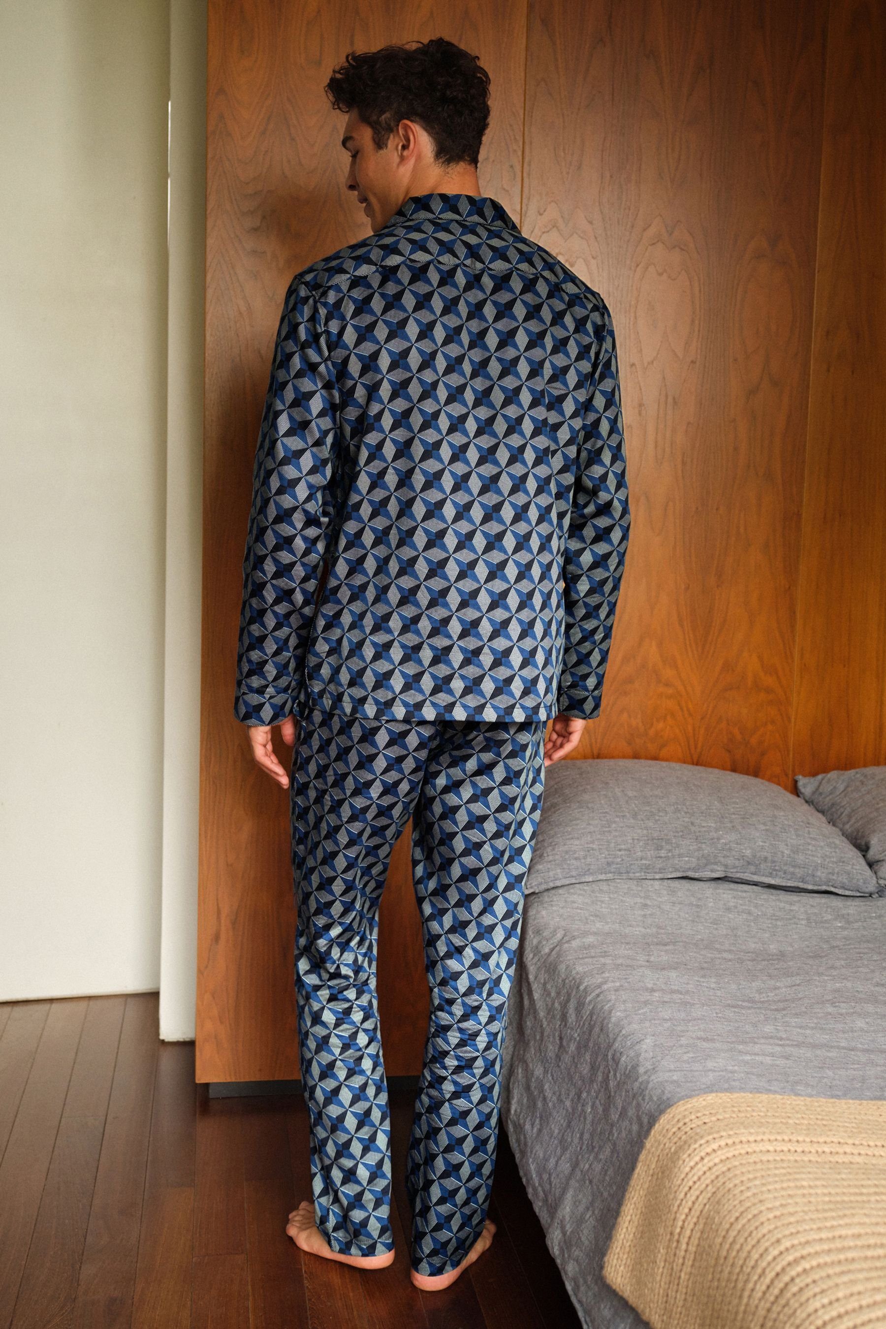 (2 Next Traditioneller Signature Schlafanzug Print Pyjama mit tlg)