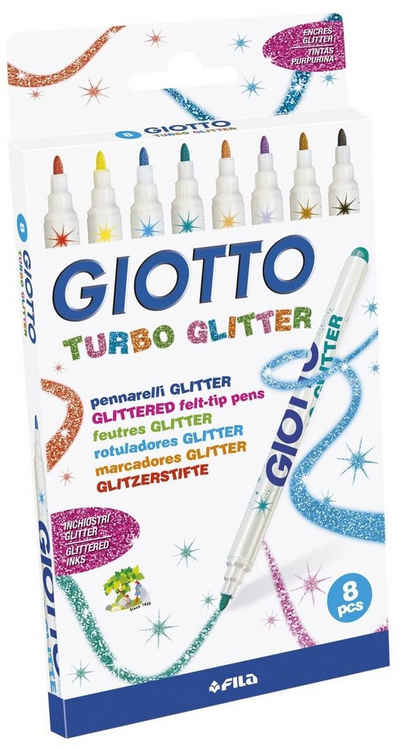 GIOTTO Tintenfeinschreiber Faserschreiber Turbo Glitter - 8 Farben sortiert