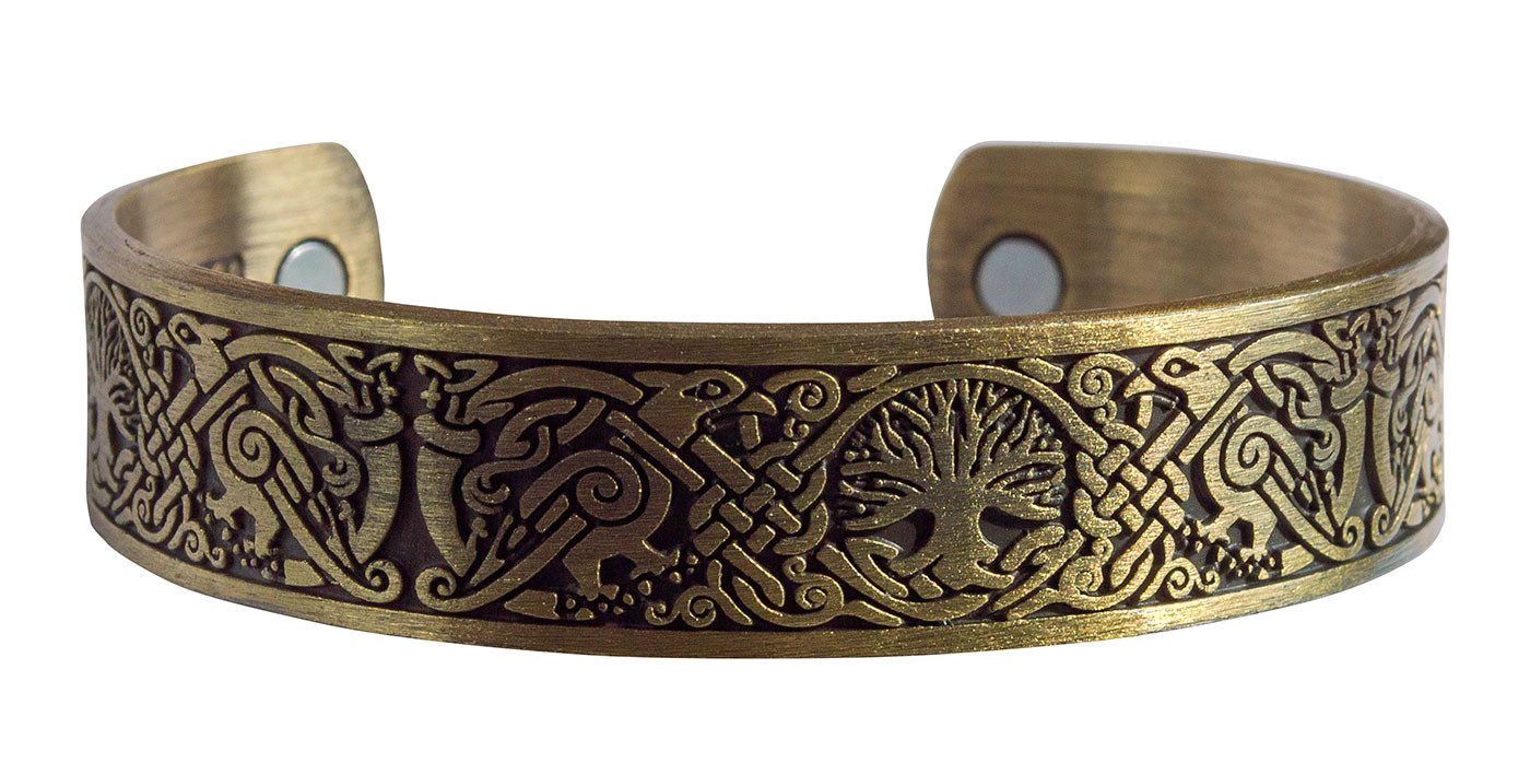 Saraswati Edelstahlarmband Magnet-Armband "Baum des Lebens" Edelstahl antik-goldfarben, Ø6x5cm