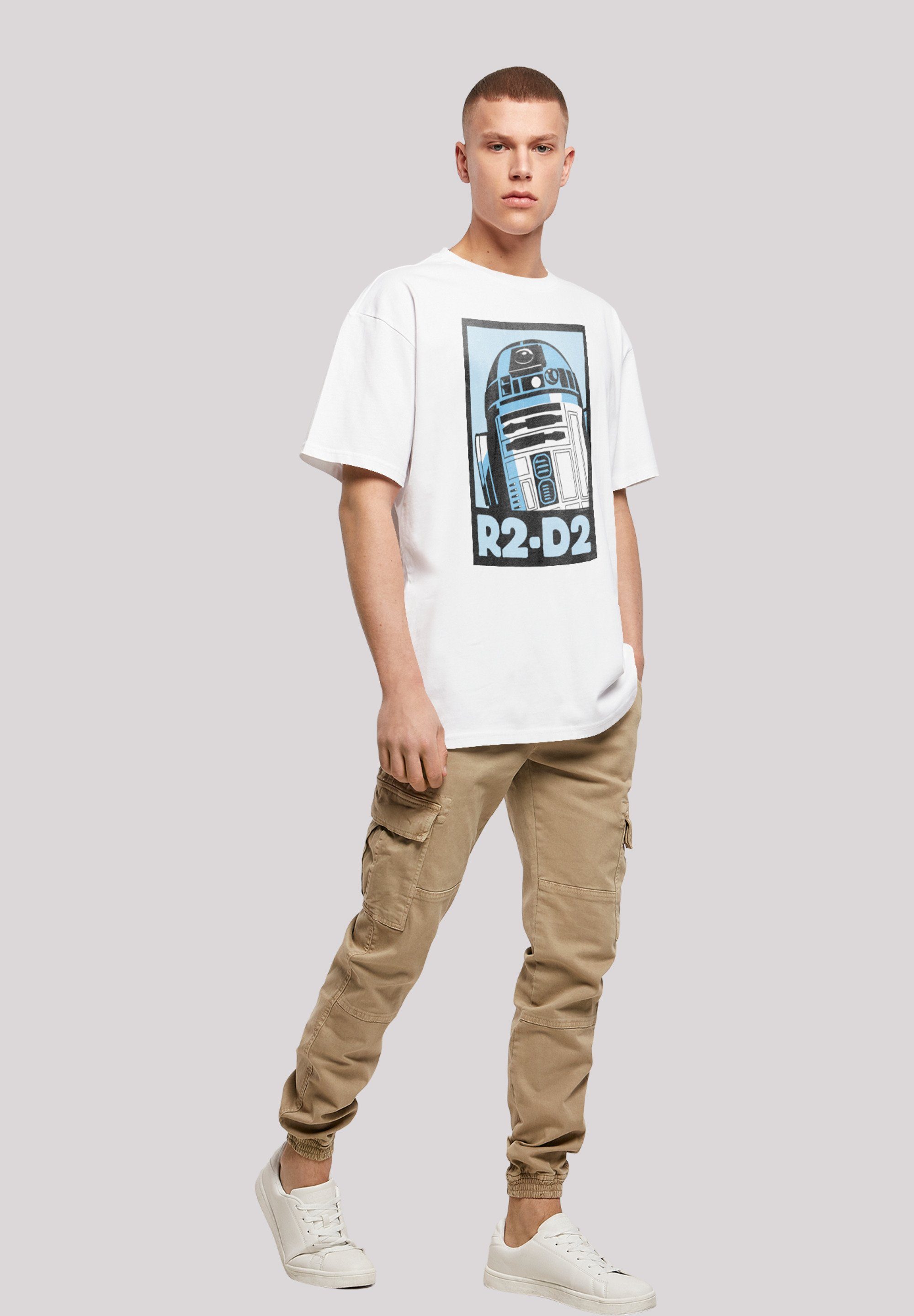 Kurzarmshirt with Heavy Herren F4NT4STIC white Oversize Tee Poster Wars (1-tlg) Star R2-D2