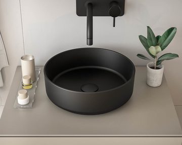 einfachgutemoebel Waschtisch-Set Badezimmer Waschplatz Blackened 80cm, blk Becken black, schwarz oak, (Badmöbel Set, 1-St., Waschtisch Unterschrank)