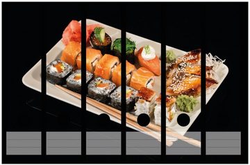 Wallario Etiketten Sushi-Menü mit Inside-Out Sushi, Nigiri und Wasabi, Ordnerrücken-Sticker in verschiedenen Ausführungen