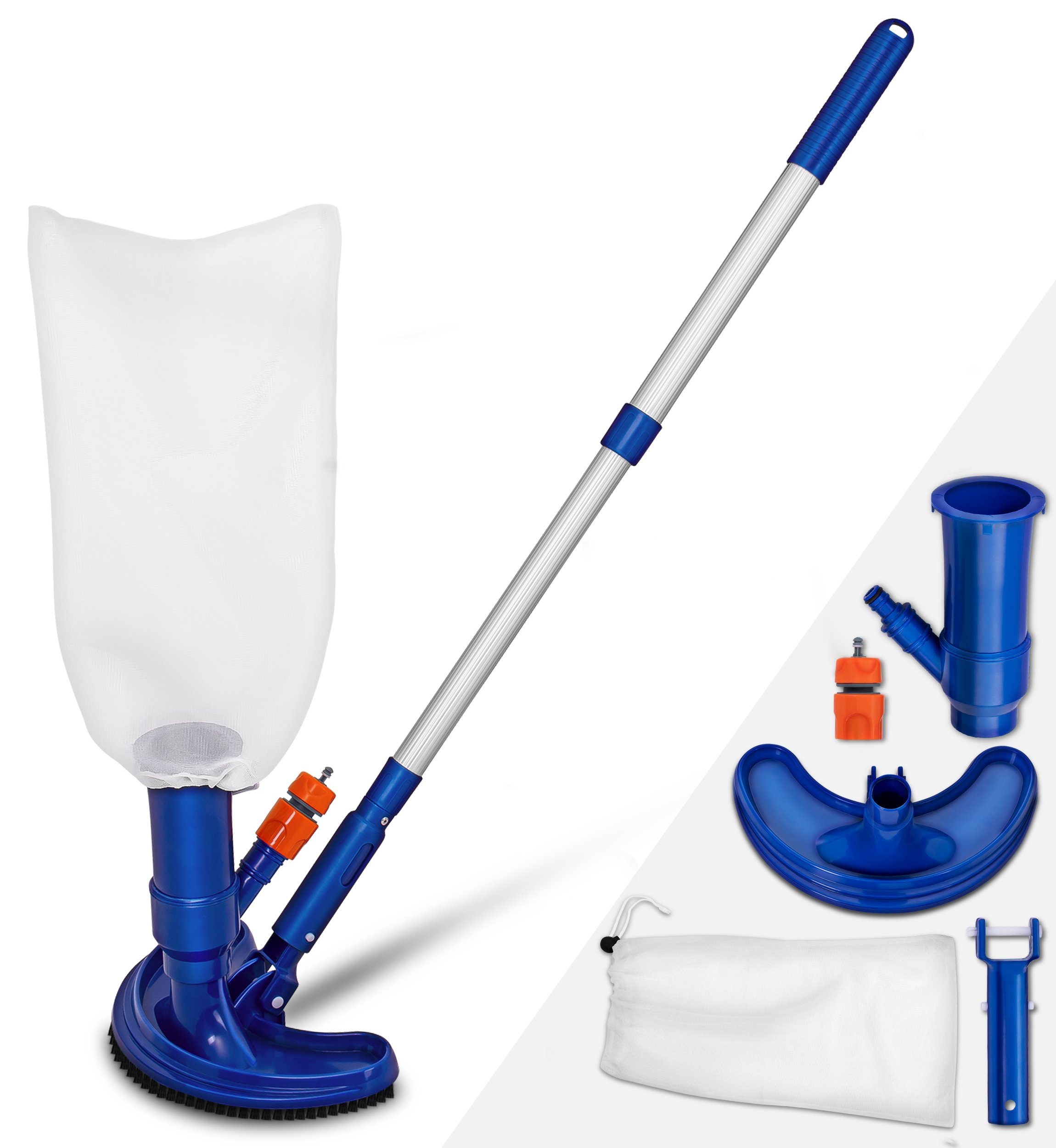 Poolbodensauger Pool Bodensauger Set, Poolsauger mit Saugbürste Teleskopstange