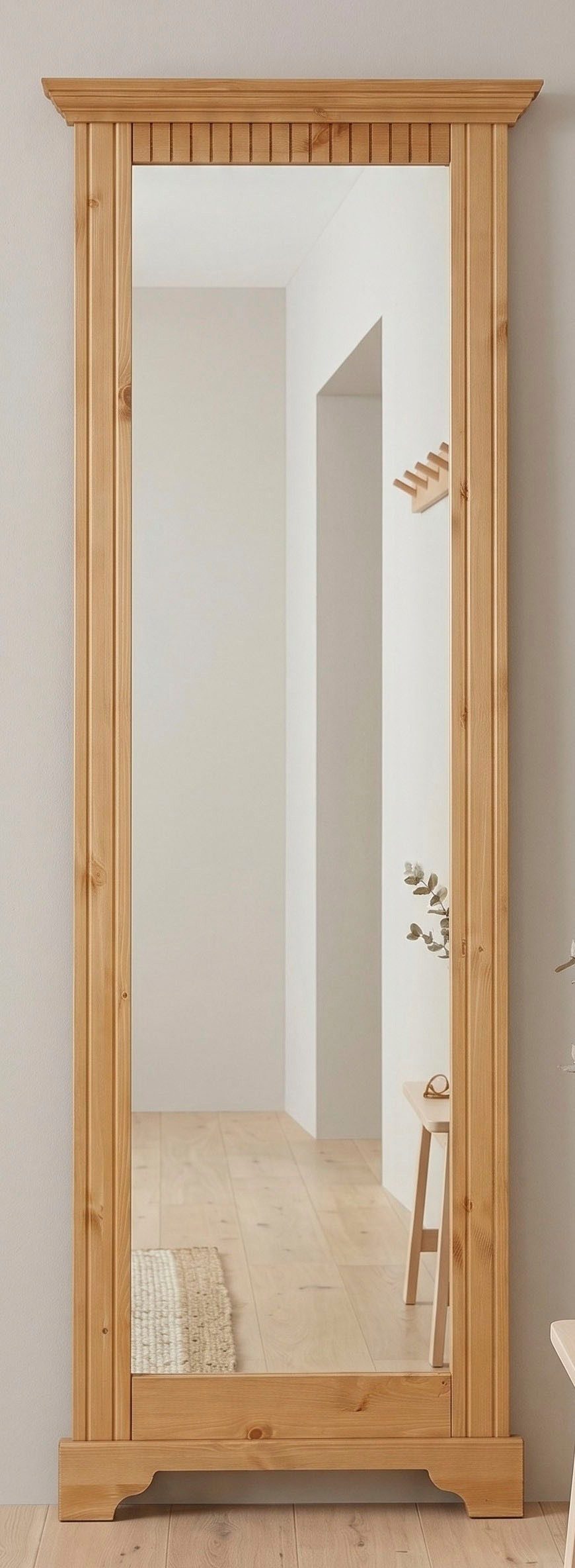 OTTO home Spiegel Rustic, Garderobenspiegel, Landhausstil, Rahmen in Kiefer massiv, Höhe 190 cm, mit Zierfräsungen