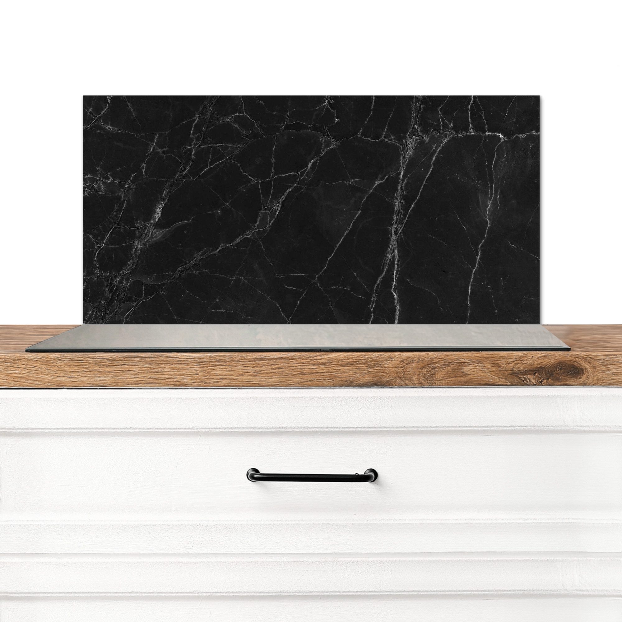 MuchoWow Küchenrückwand Marmor - Schwarz, (1-tlg), Spritzschutz Küchenrückw günstig online kaufen