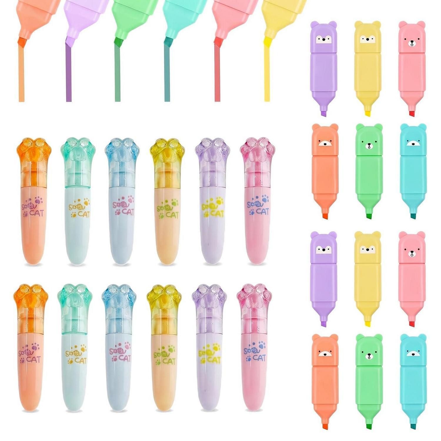LuxusKollektion Marker Textmarker Mini Set 24 Stk. Bär/Katzenpfote