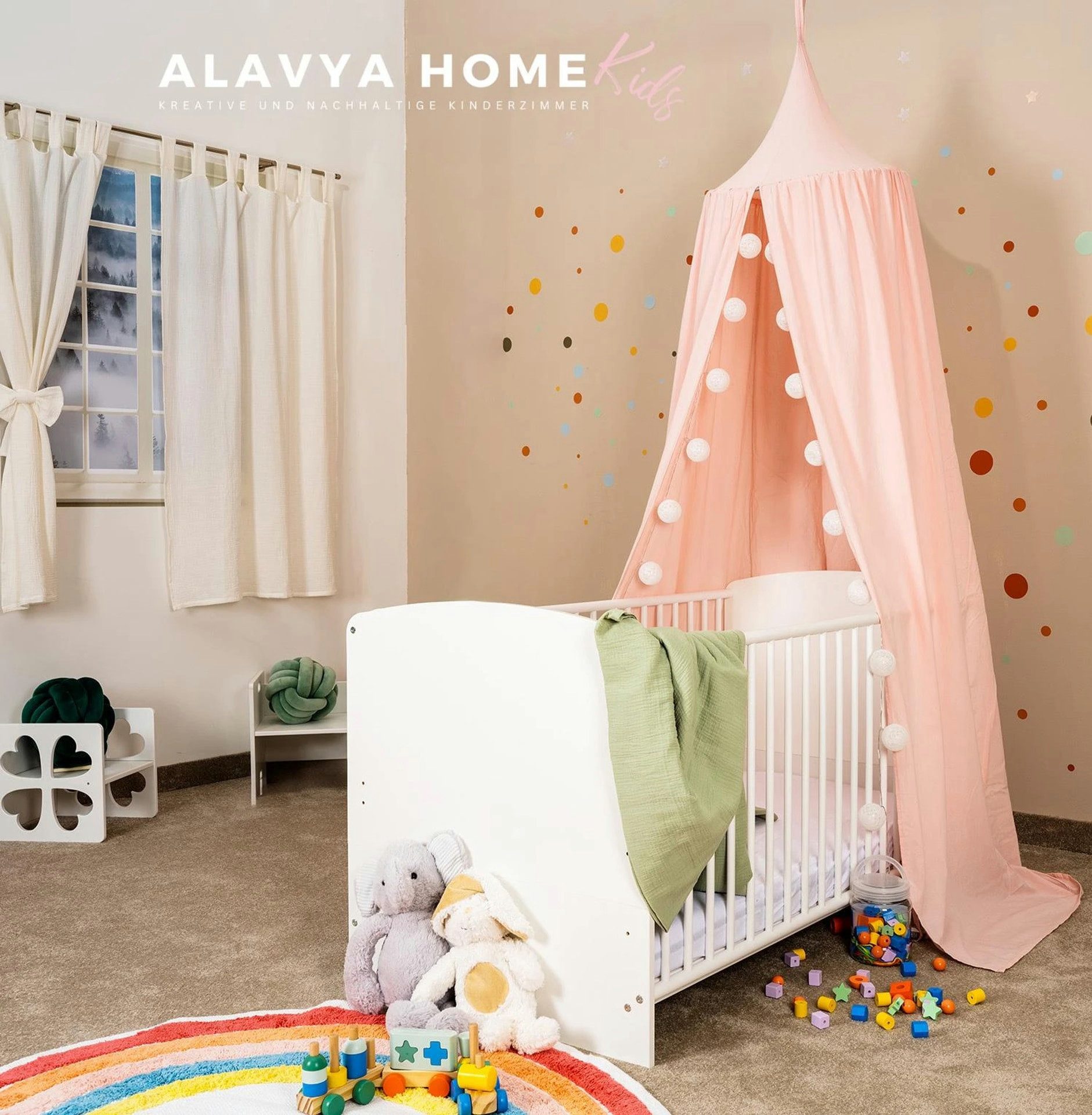Alavya Home® Dekoobjekt Alavya Home Baldachin Betthimmel 250x50 cm Bio-Musselin Baumwolle - Ro