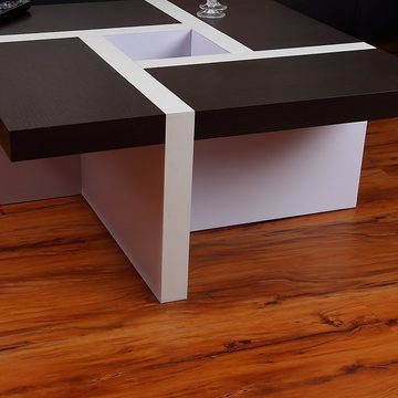 Feel2Home Couchtisch Design Tisch Beistelltisch Weiß/Braun Stubentisch Sofatisch Holztisch, mit Dekorationsfläche