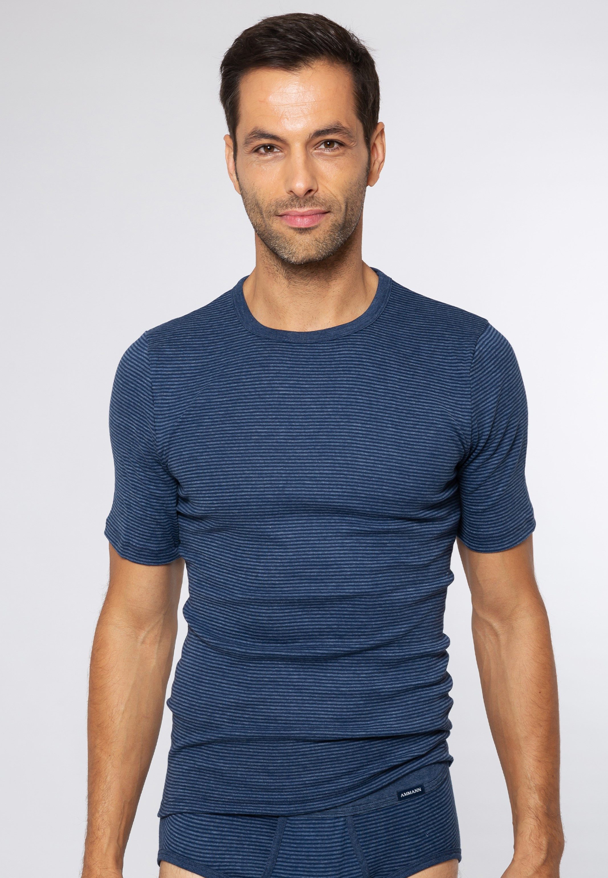 Ammann Unterhemd Jeans Feinripp (1-St) Unterhemd / Shirt Kurzarm - Baumwolle