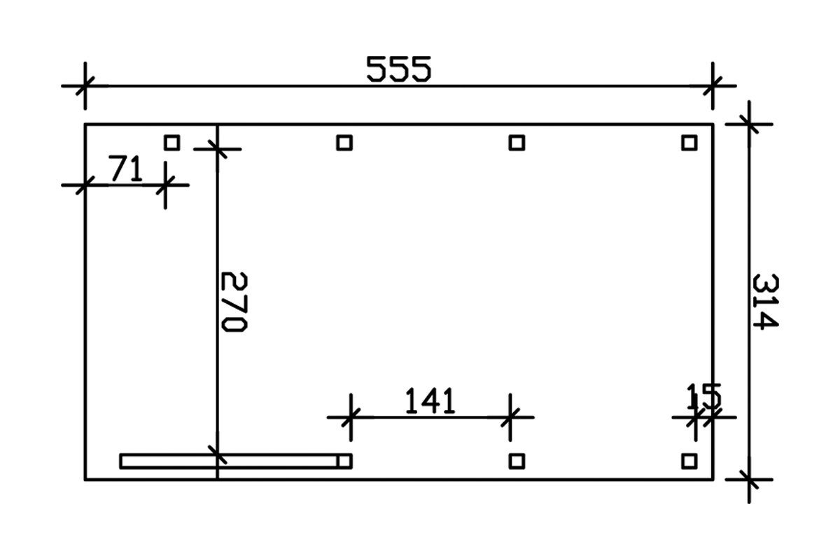 Friesland 5, Einzelcarport cm cm, 314x555 210 Skanholz Einfahrtshöhe BxT: