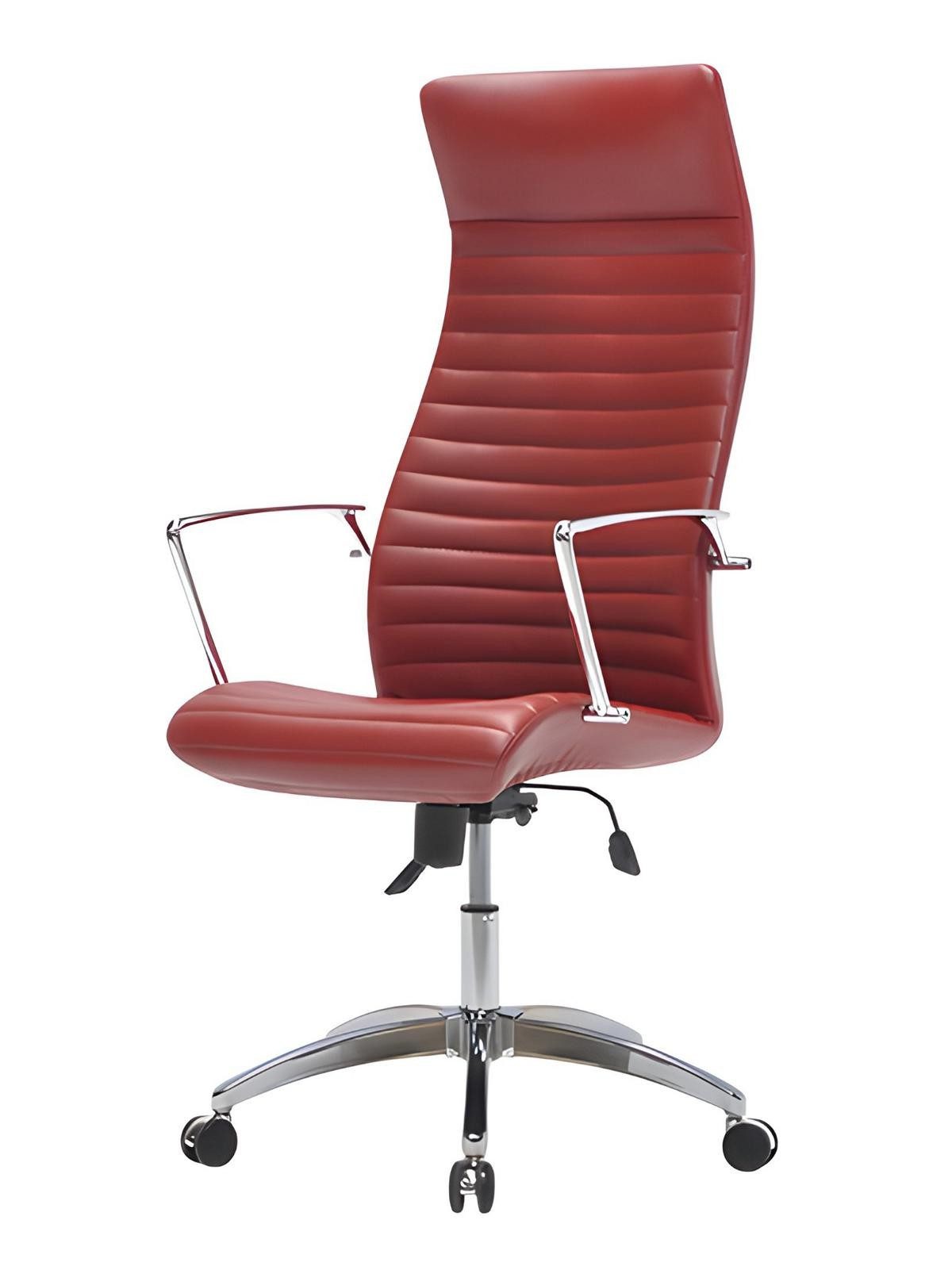 Xlmoebel Schreibtischstuhl Roter Ledersessel Designer Drehsessel für das Arbeitszimmer, Made in Europa