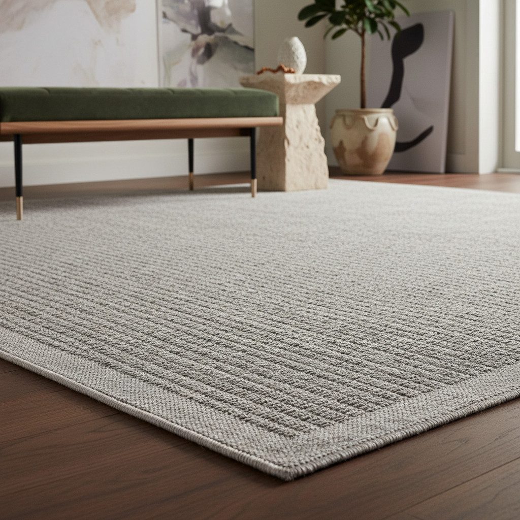 KADIMA DESIGN Outdoorteppich DAFNE Wetterfest UV-Beständig Balkon Waschbar Strapazierfähig Uni, Rechteckig, Höhe: 3 mm, Grau, 60x100 cm, Balkonteppich Fußbodenh – Bild 3 von 5