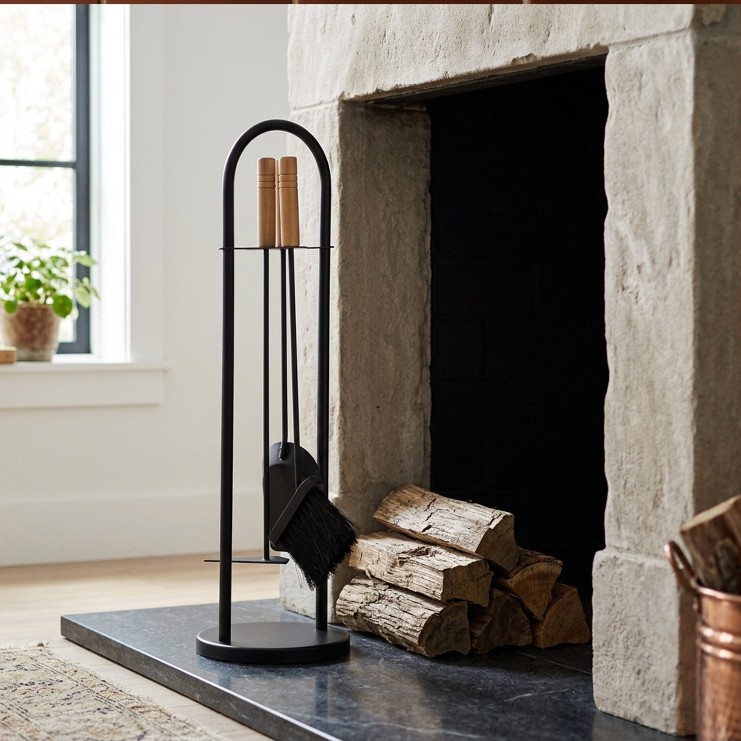 relaxdays Kamingarnitur Kaminbesteck modern 4-teilig, Ofenbesteck