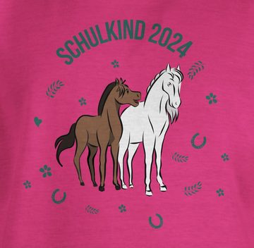 Shirtracer T-Shirt Schulkind 2024 Pferde Einschulung Mädchen