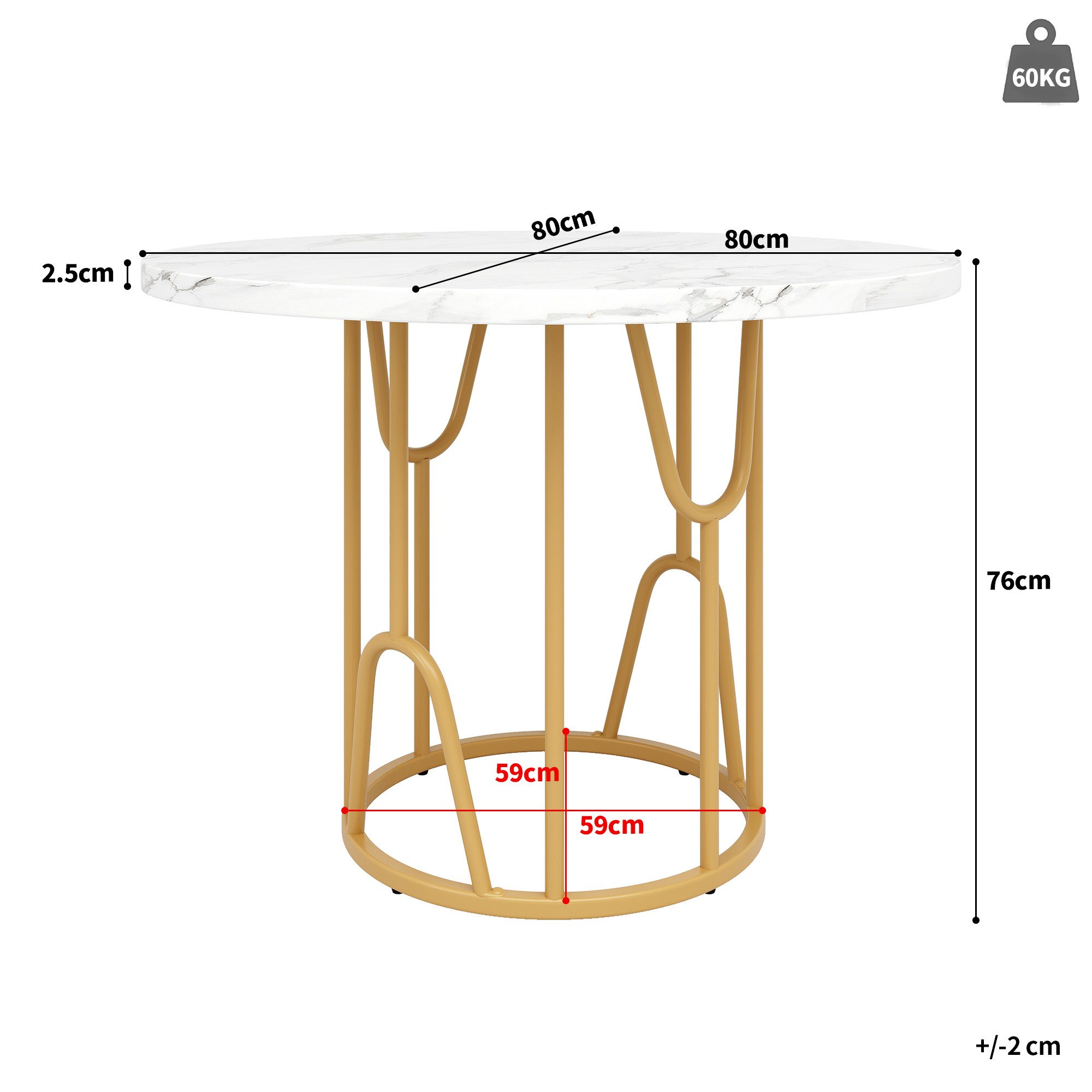 TavilaEcon Esstisch Runder, MDF marmorierte Tischplatte, Golden Beine (1-St günstig online kaufen