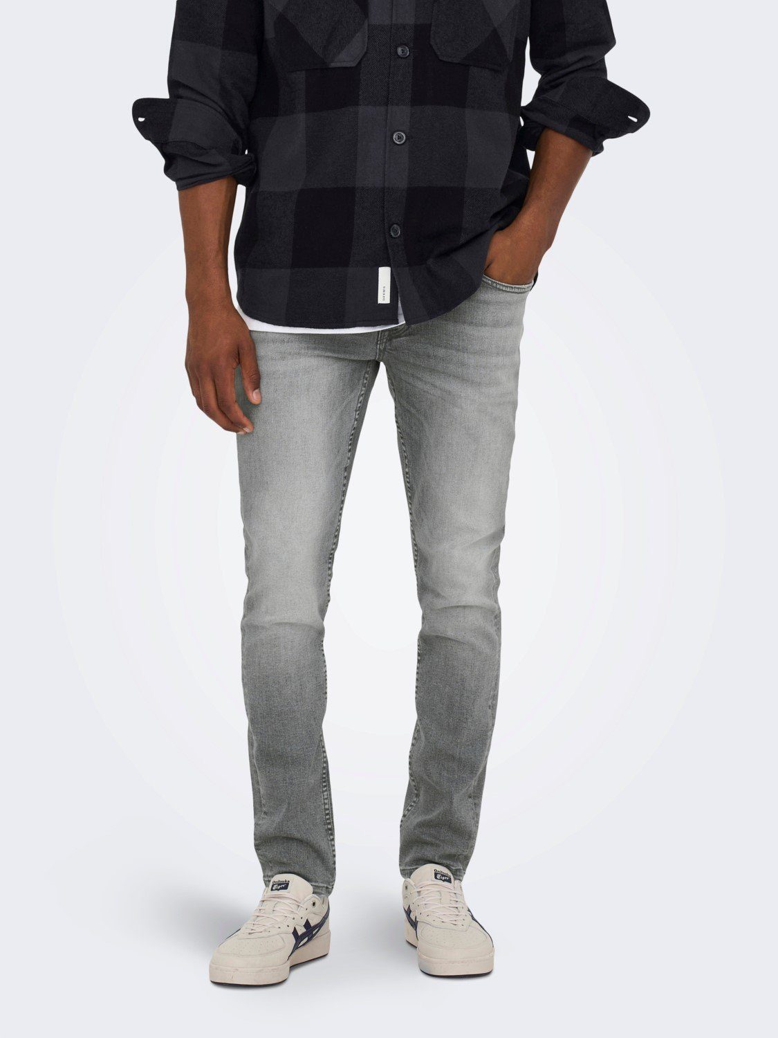 Only & Sons Herren Jeans ONSLOOM SLIM GREY 3227 - Slim Fit - Grau - Grey De günstig online kaufen