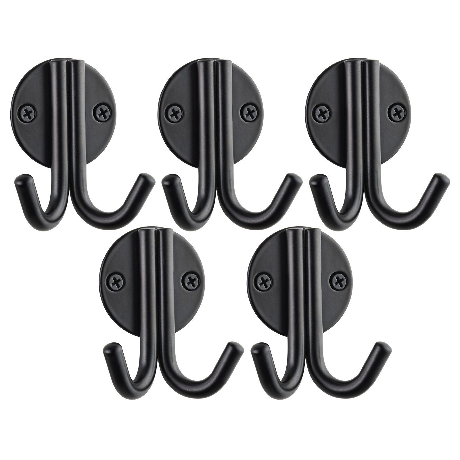 SO-TECH® Kleiderhaken Garderobenhaken ELEN 65 x 78 x 33 mm doppelt mit Schrauben, (5-St), Stahl Schwarz
