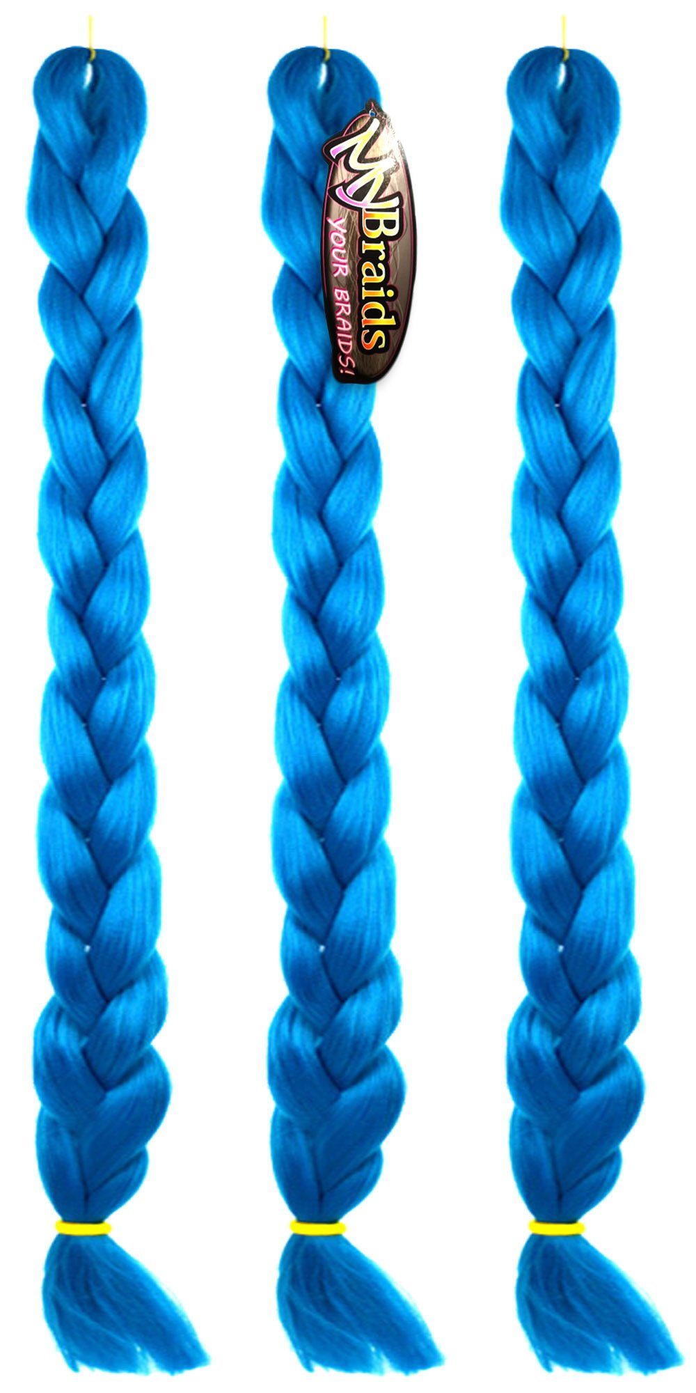 MyBraids YOUR BRAIDS! Kunsthaar-Extension Premium Braids Flechthaar Zöpfe 1-farbig mit 2m Länge im 3er Pack 30-AY Enzianblau