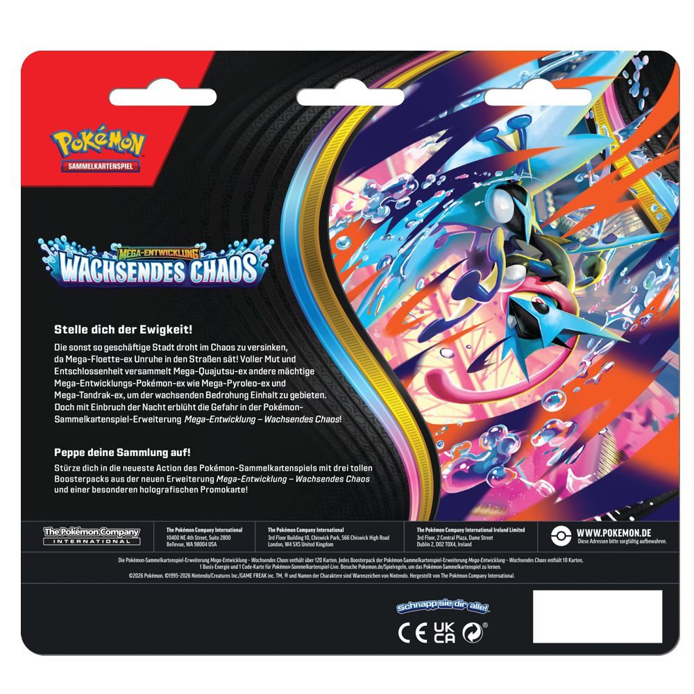 POKÉMON Sammelkarte Wachsendes Chaos 3 Booster-Packs Pokemon Sammel-Karten deutsch